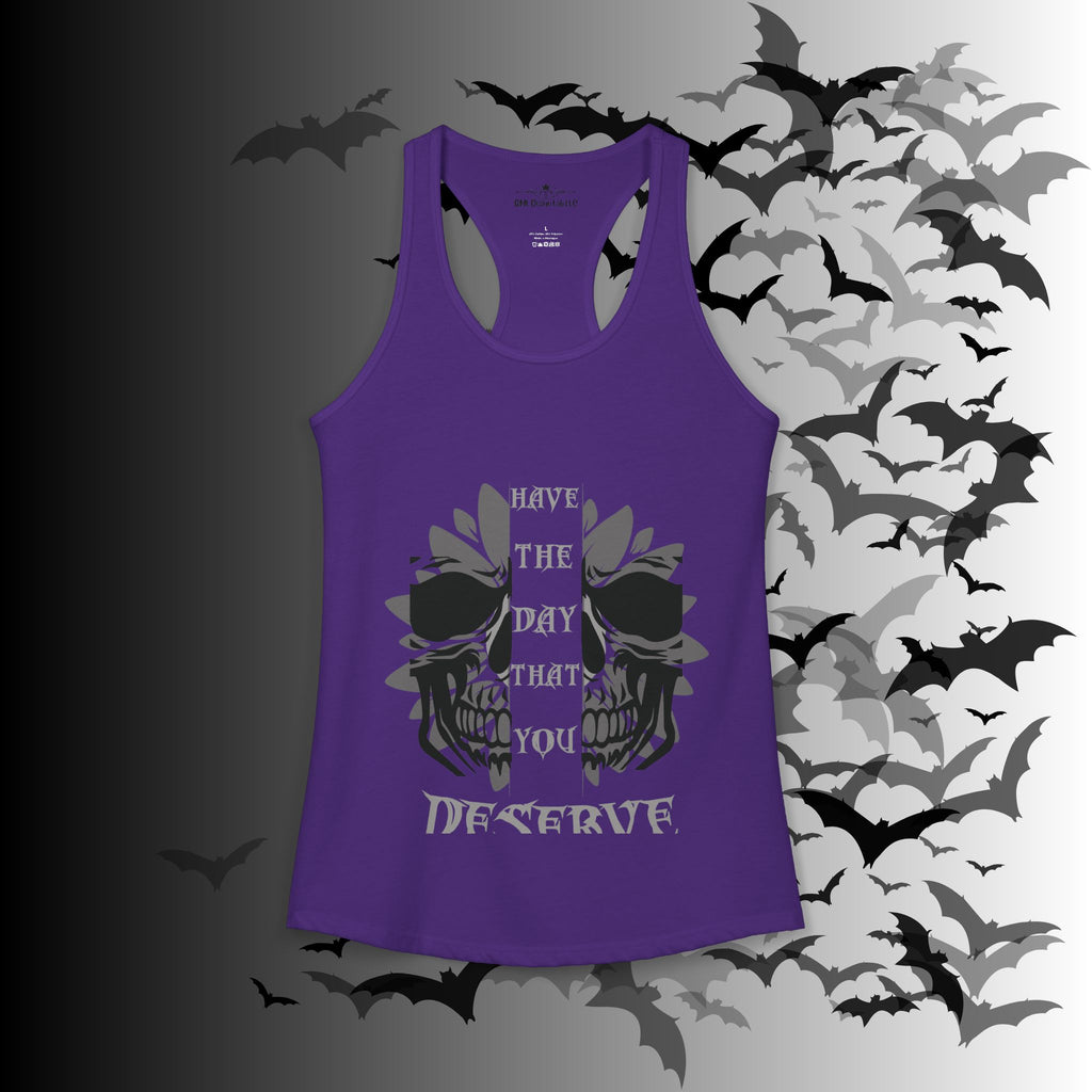 "Have the Day You Deserve" Gothic Skull Floral Tank Top
