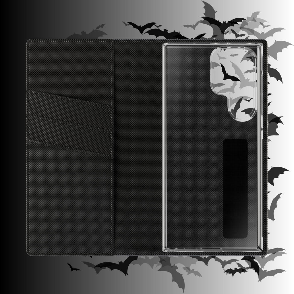 Gothic Bat Wallet Flip Case - Elegant Goth Phone Wallet - Bat Pattern Flip Case - Gothic Phone Case - Stylish Wallet Phone Case