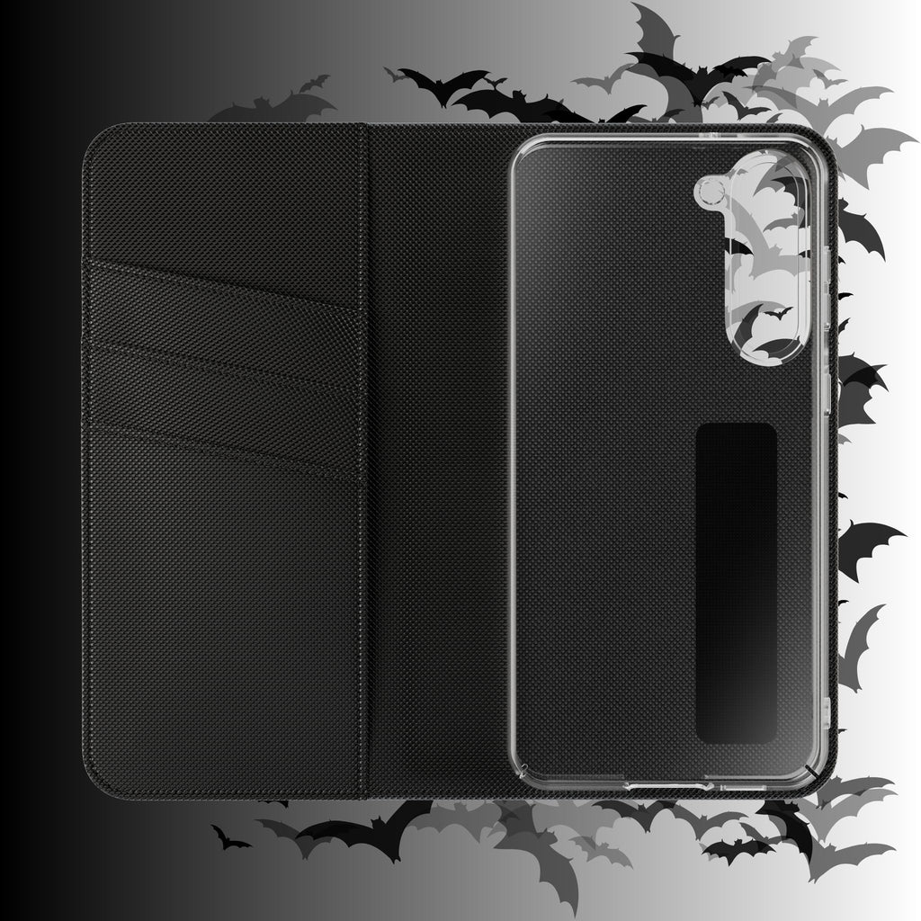 Gothic Bat Wallet Flip Case - Elegant Goth Phone Wallet - Bat Pattern Flip Case - Gothic Phone Case - Stylish Wallet Phone Case