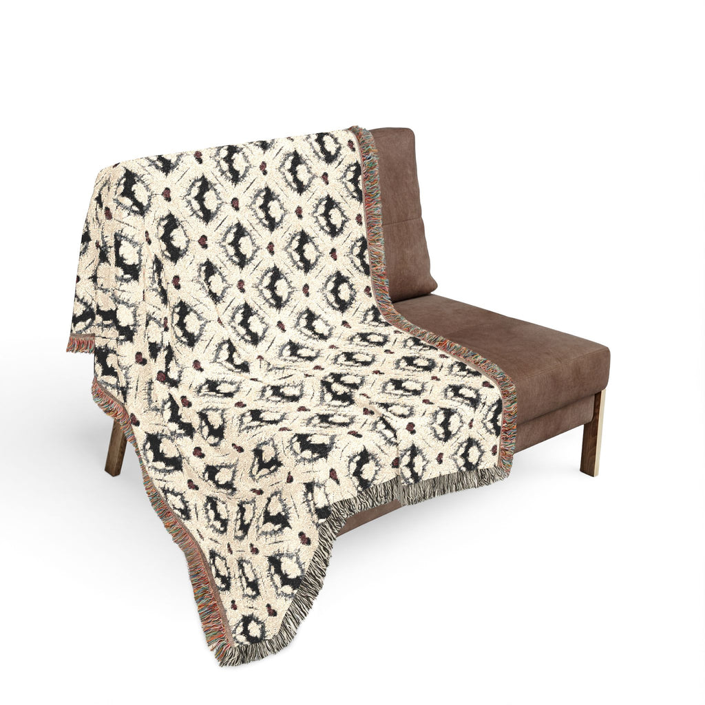Gothic Bat Pattern Woven Cotton Throw Blanket — Fringe Bat Home Decor