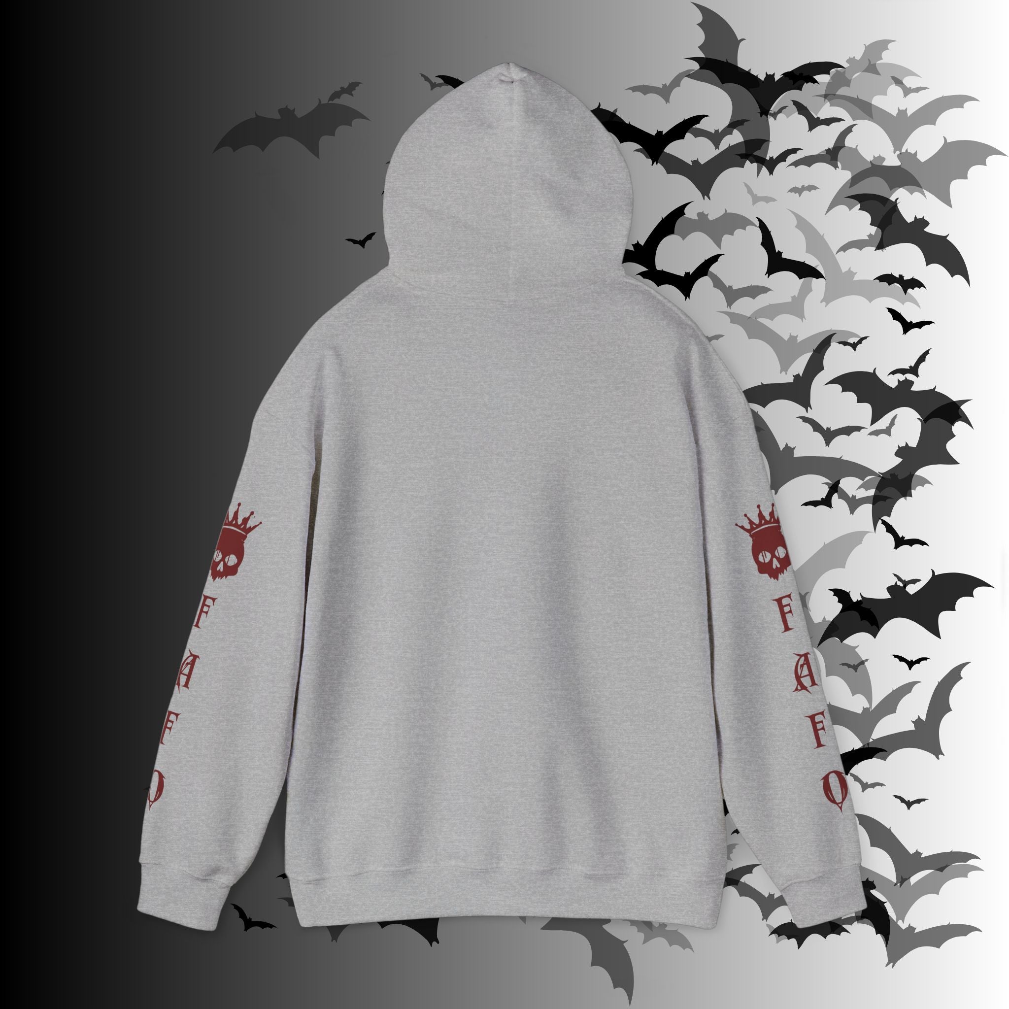 I Identify As a Threat Hoodie — Gothic Skull Sleeve Print Fuck Around Find Out