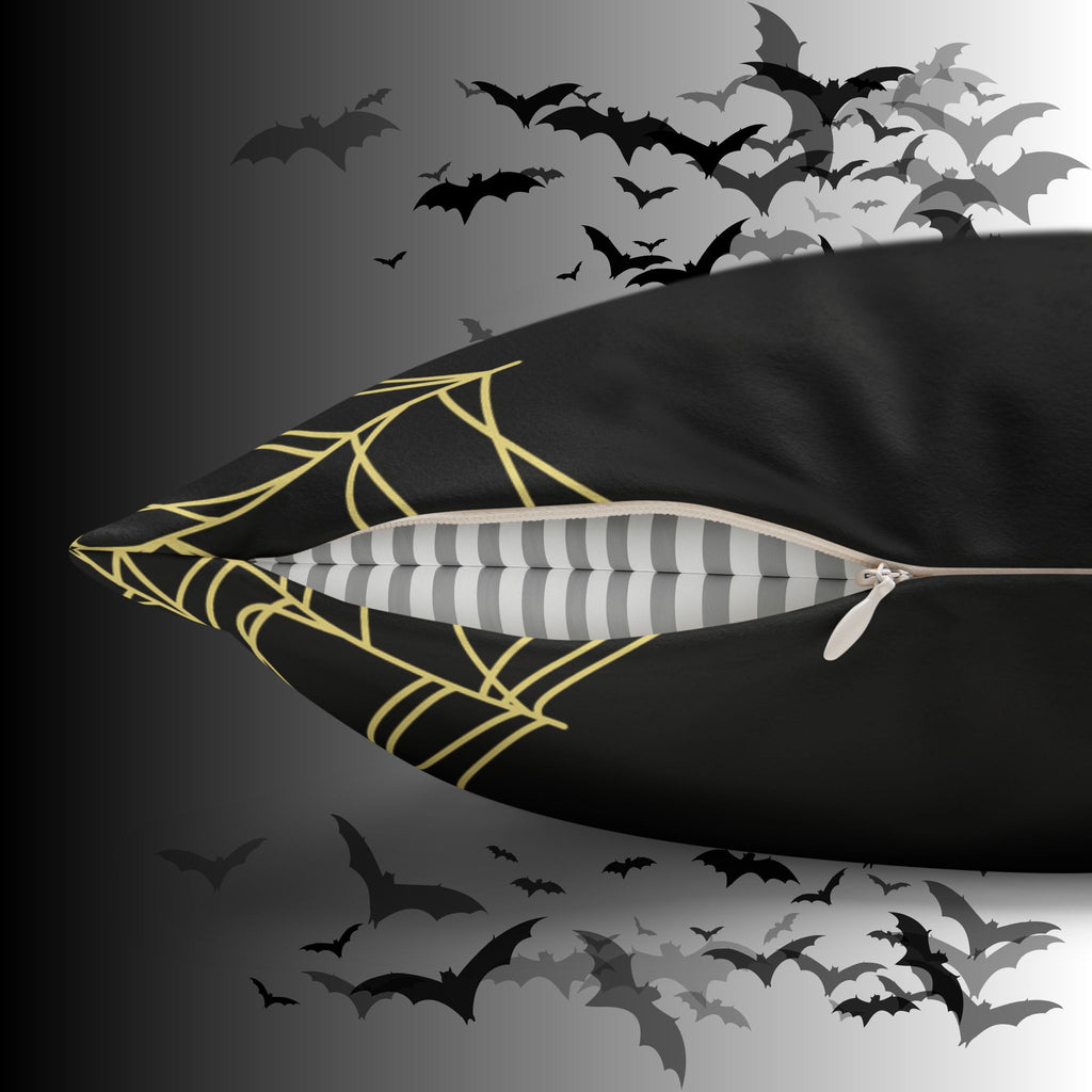 Gothic Moon Skull Throw Pillow — Celestial Dark Home Decor