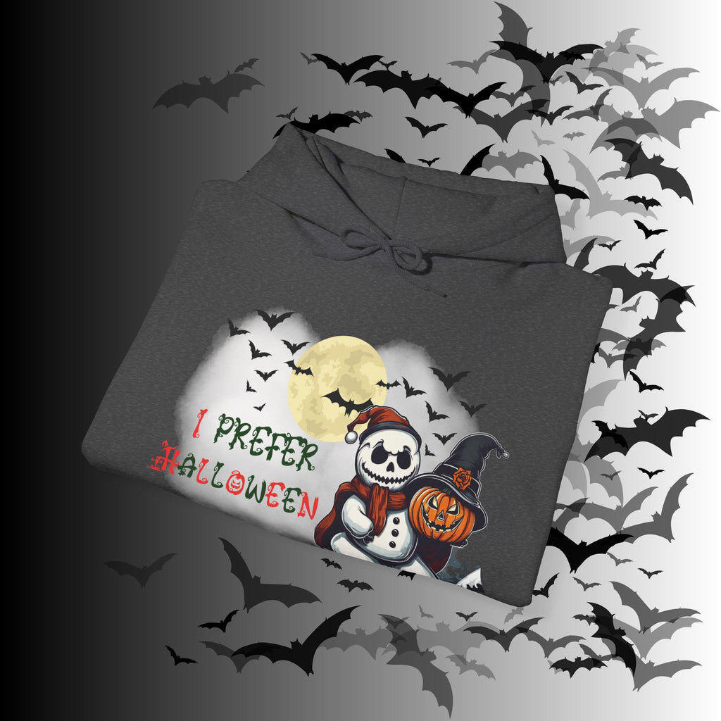 I Prefer Halloween Hoodie — Gothic Christmas Skull Snowman Pumpkin