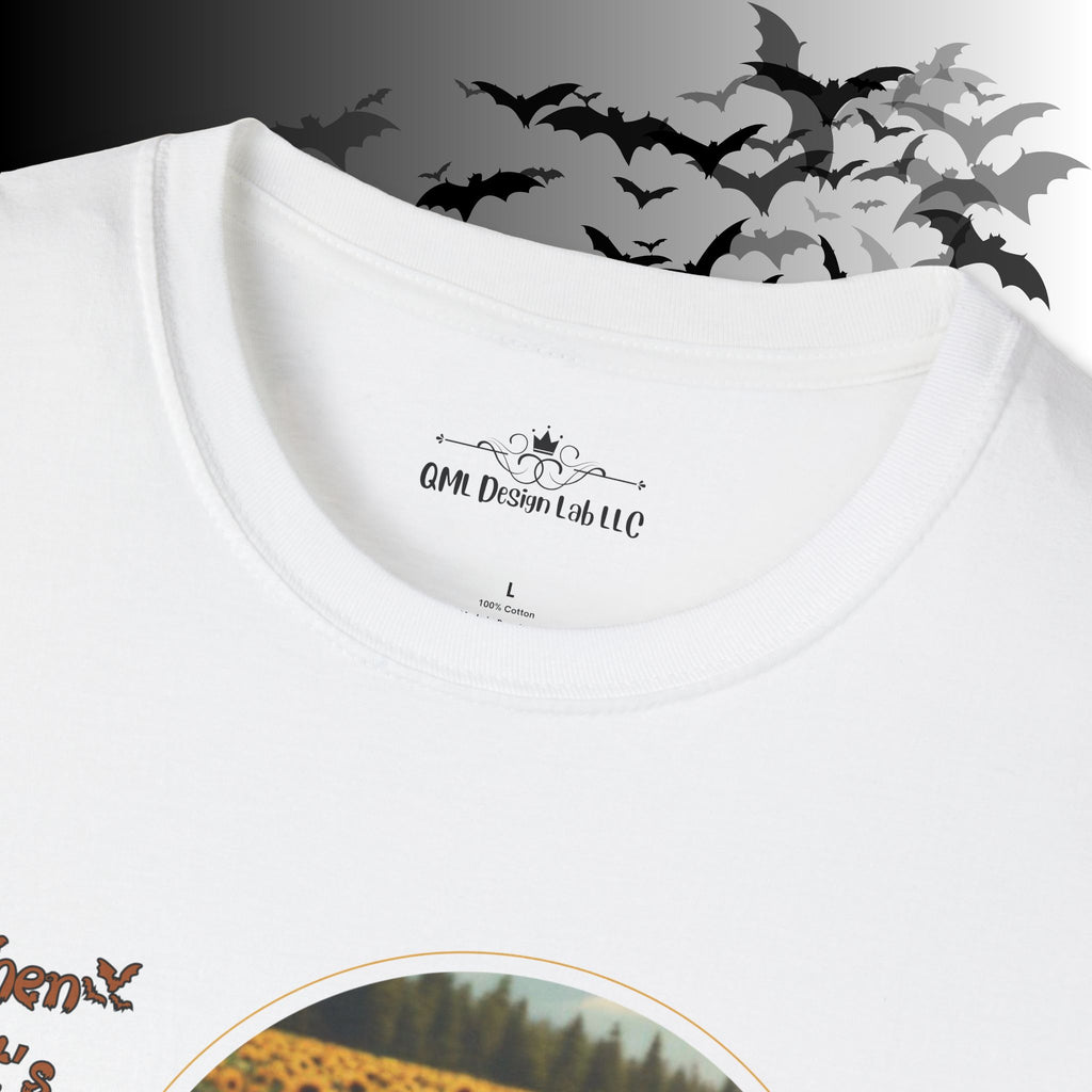 "When It's Finally Spooky Season" Ghost Sunflower T-Shirt — Halloween Tee