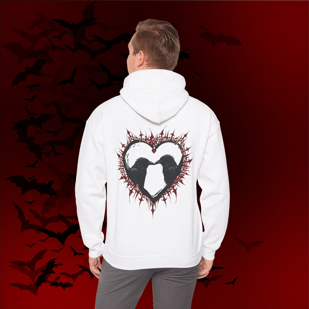 Gothic Raven Heart Hoodie — Dark Romance Valentine's Day Couples Pullover