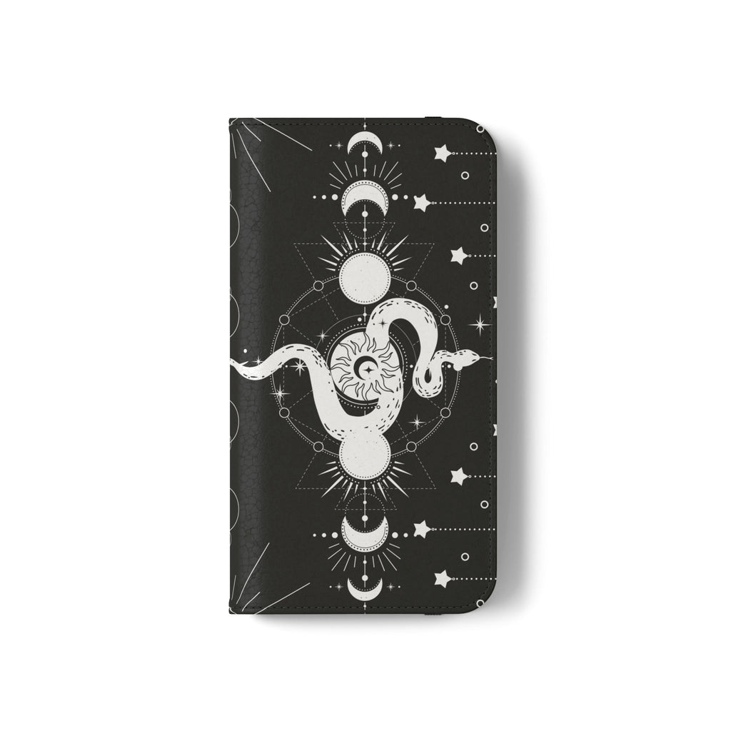 Gothic Style Celestial Snake Moon Phases Wallet Flip PhoneCase - Celestial Style Phone Case for iPhone and Samsung - Moon Phases Wallet Case
