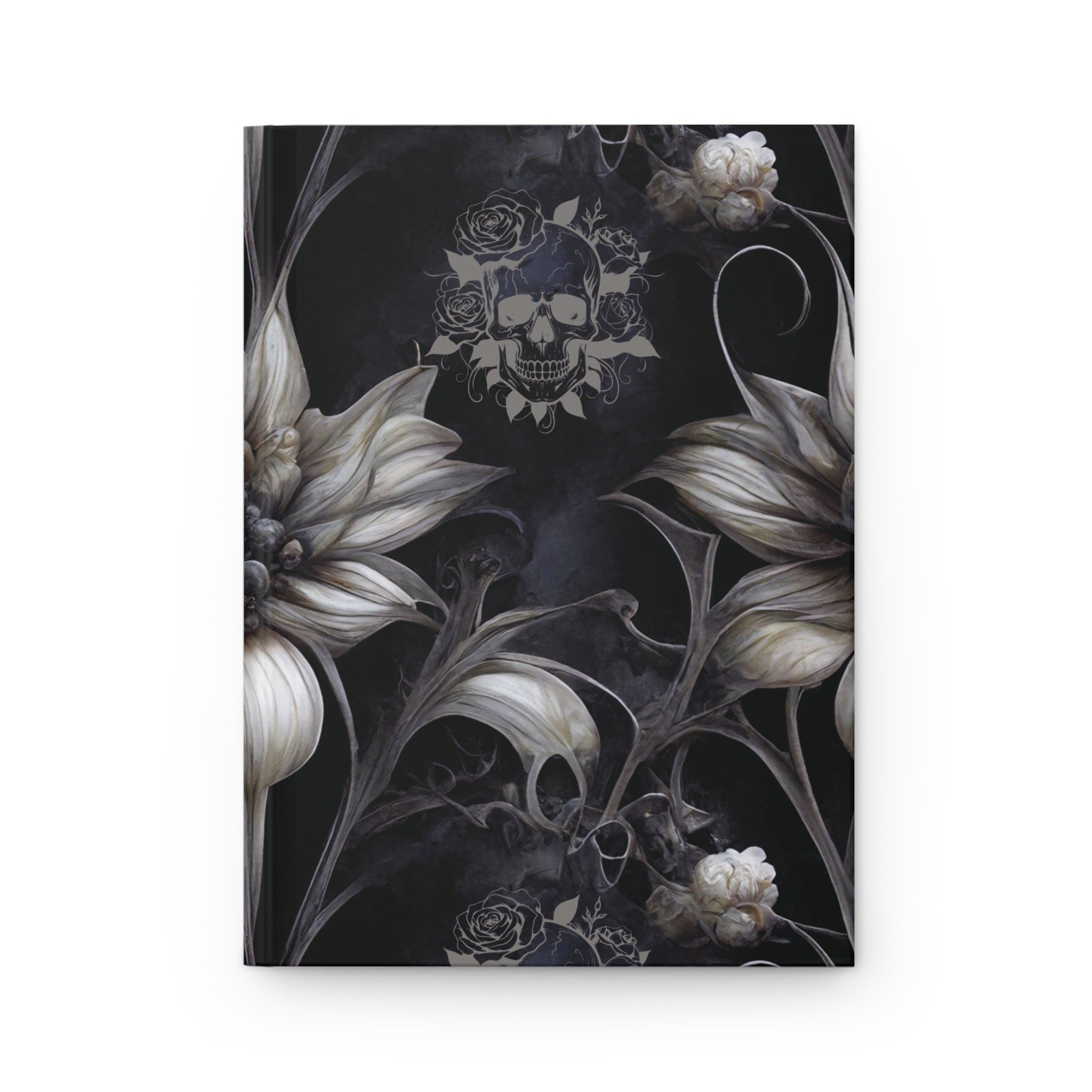 Gothic Botanical Skull Journal — Dark Floral Hardcover Spell Book
