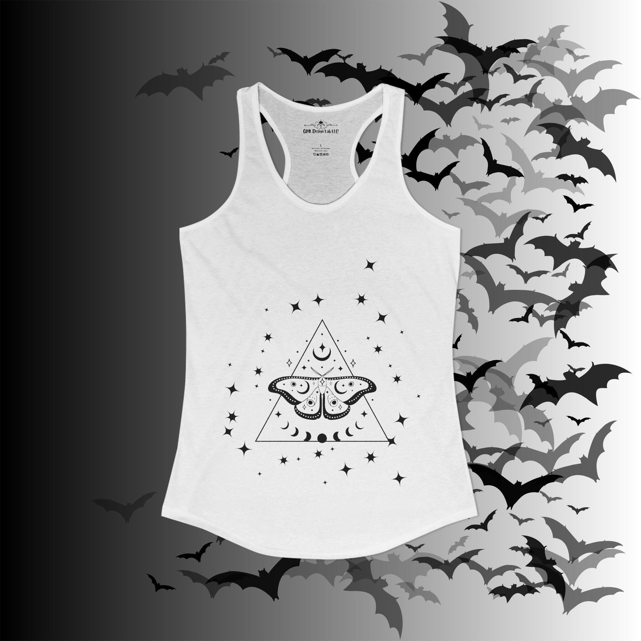 Gothic Luna Moth Celestial Pyramid Tank Top — Witchy Racerback Shirt