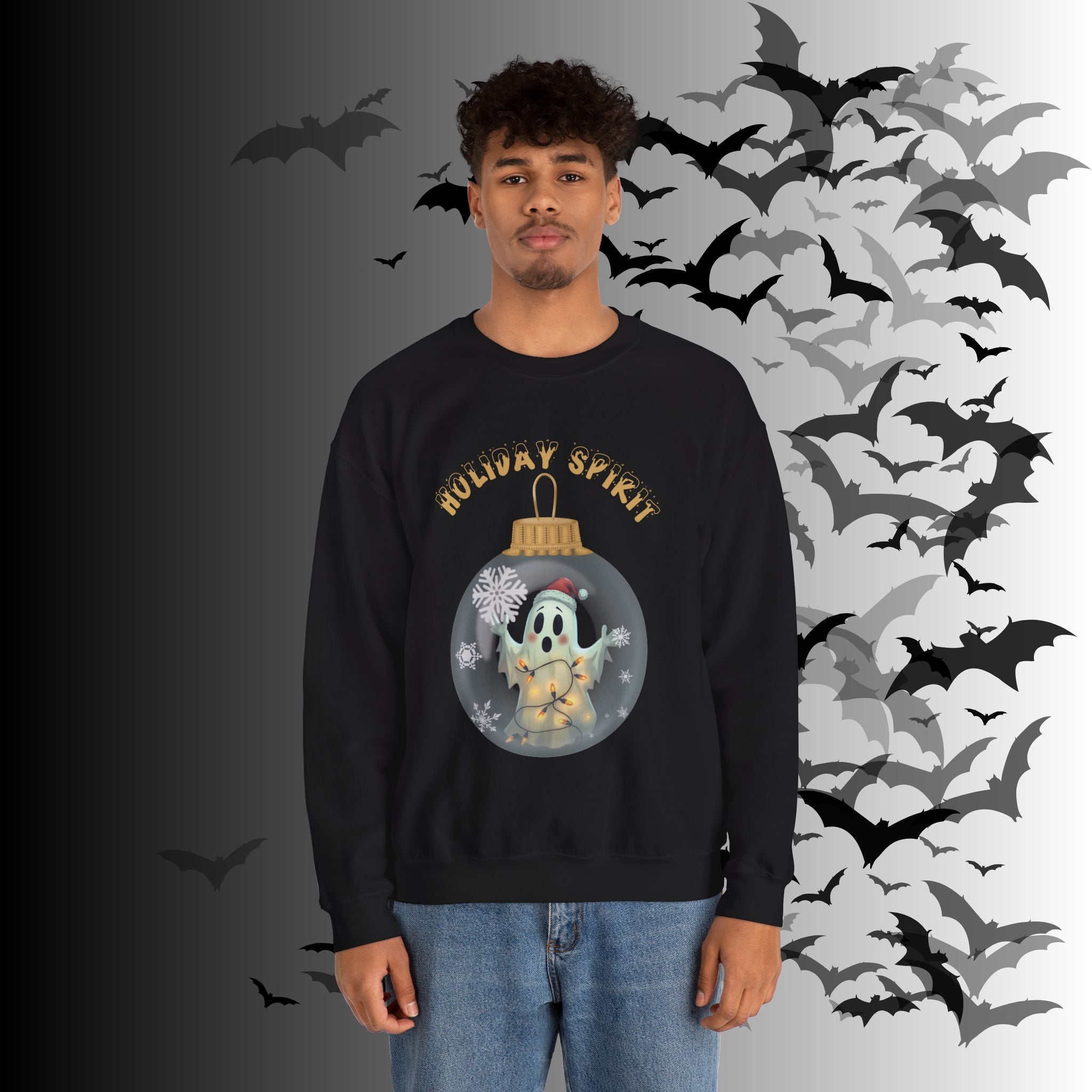 Holiday Spirit Crewneck Sweatshirt — Ghost Christmas Ornament Gothmas