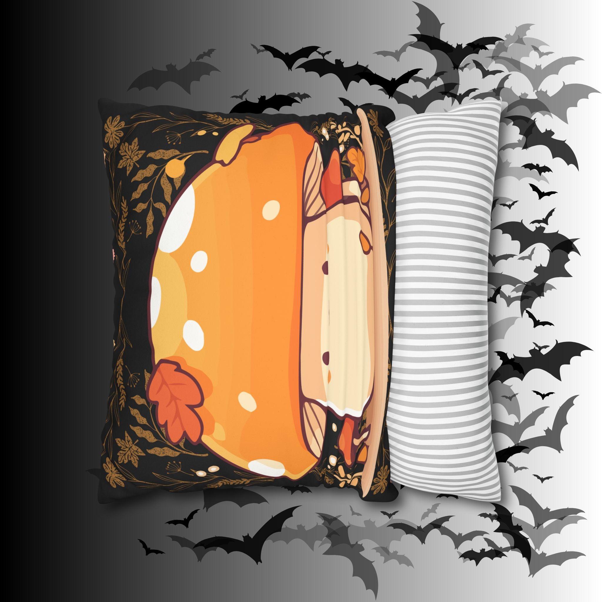 Dark Cottagecore Mushroom Throw Pillow — Forest Witch Kawaii Home Decor