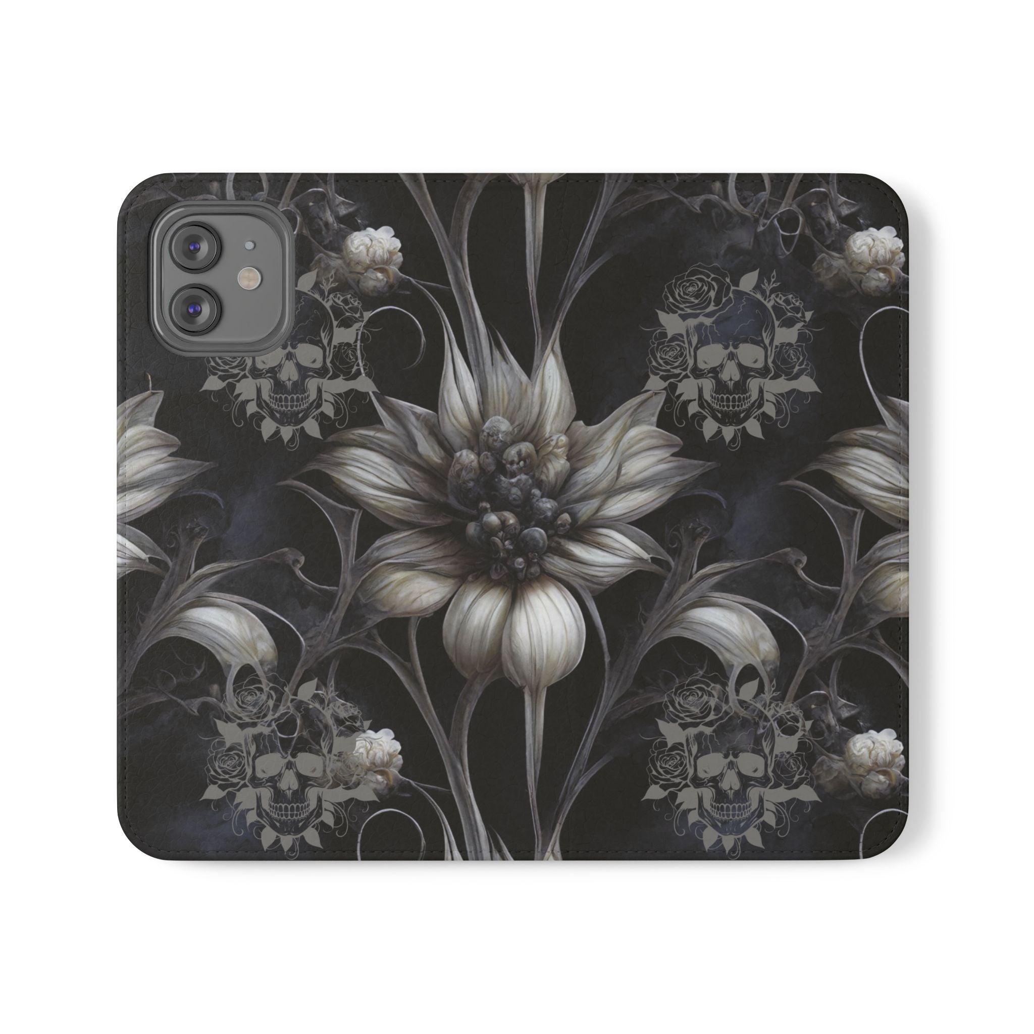 Goth Botanical Flip Wallet Case for iPhone and Samsung Galaxy Phones