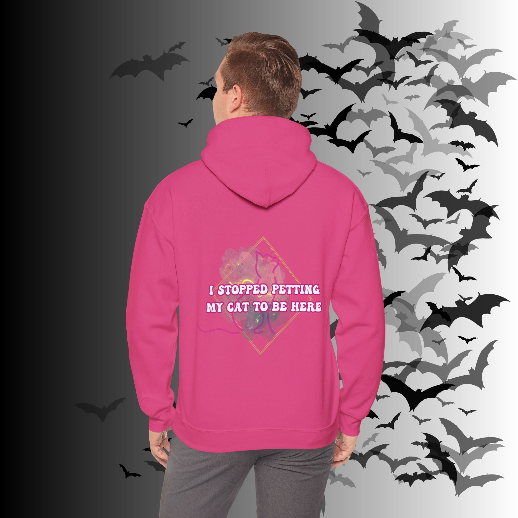 I Stopped Petting My Cat To Be Here Hoodie — Funny Cat Lover Back Print
