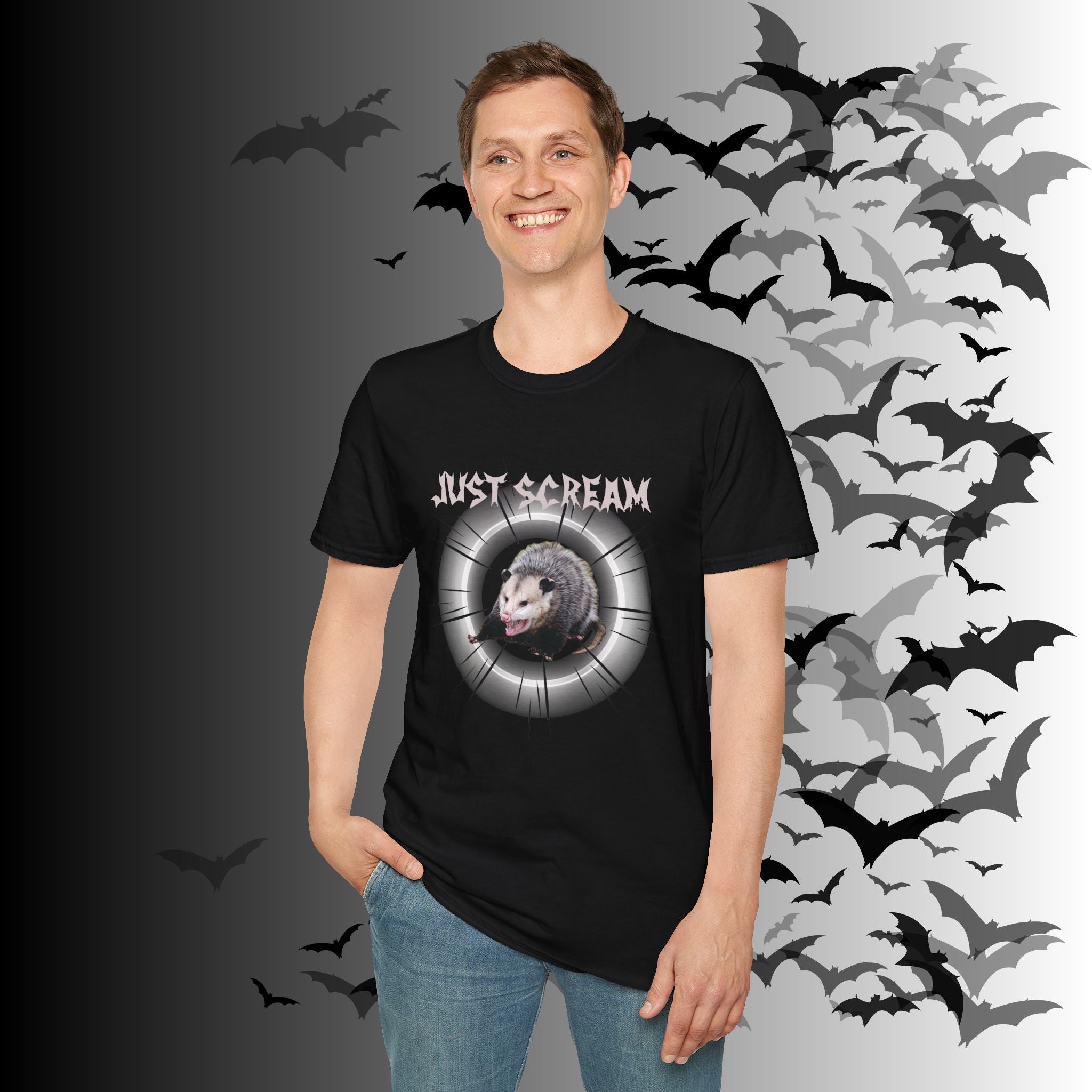 "Just Scream" Possum T-Shirt — Edgy Humor Gothic Tee