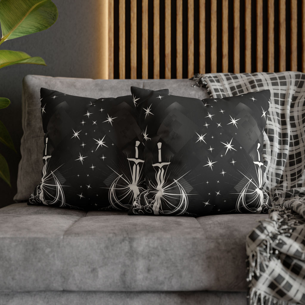 Gothic Moon Sword Celestial Throw Pillow — Dark Witchy Home Decor