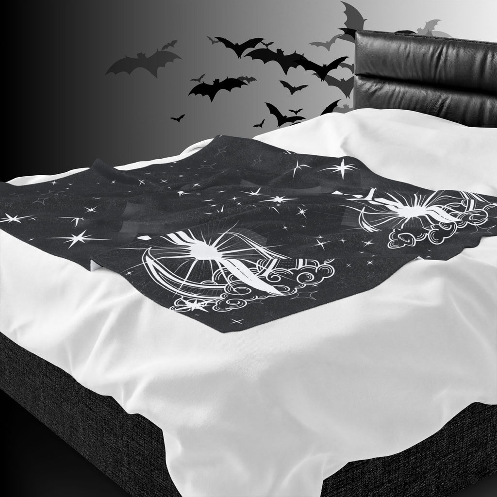 Gothic Moon Sword Blanket: Celestial Velveteen or Sherpa Throw