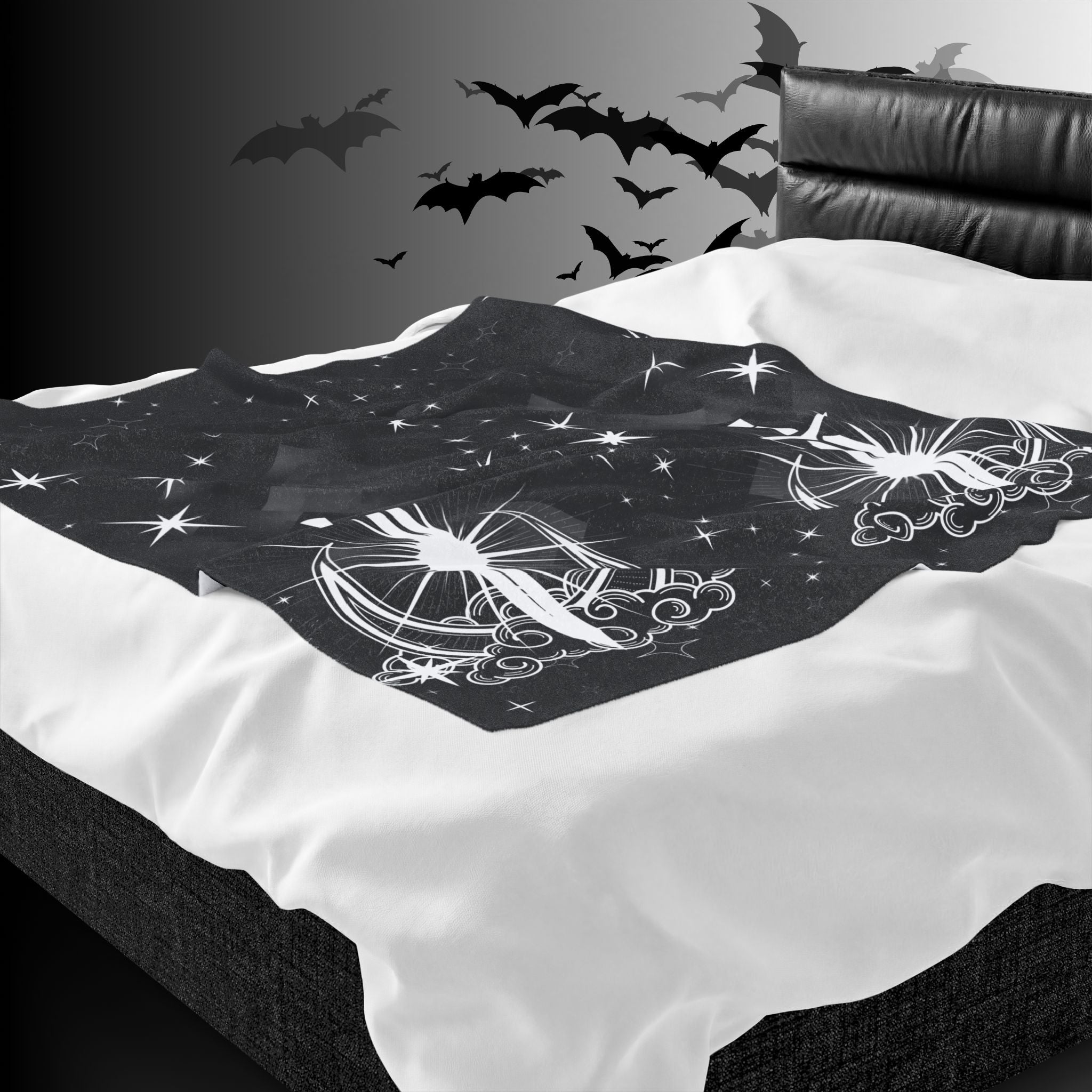Gothic Moon Sword Blanket: Celestial Velveteen or Sherpa Throw