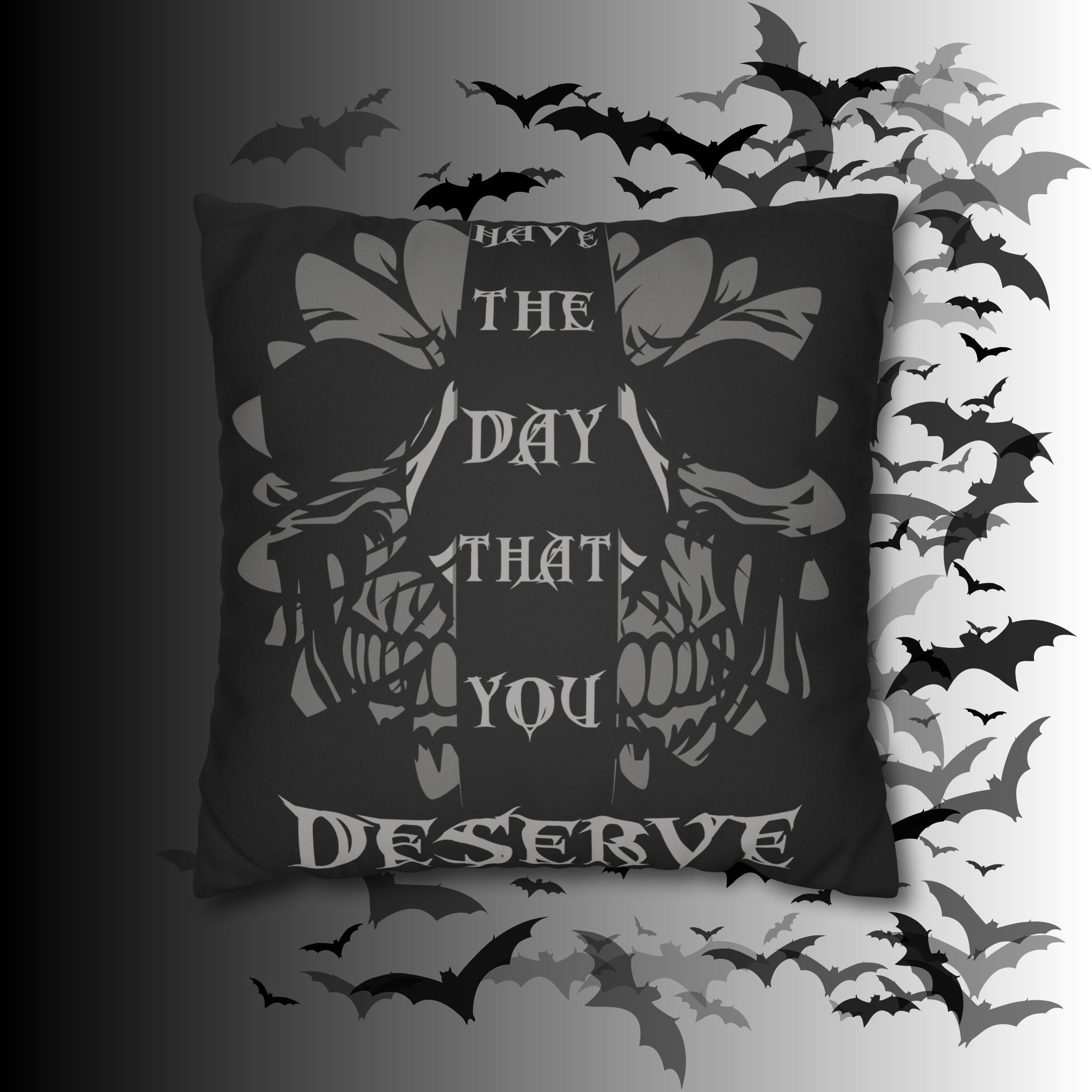 Gothic Floral Skull Throw Pillow — Dark Botanical Moody Home Decor