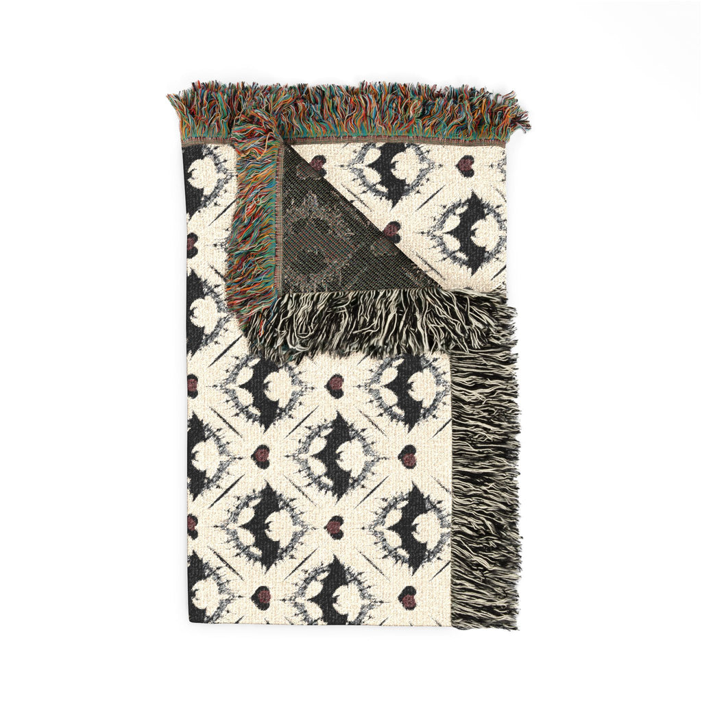 Gothic Bat Pattern Woven Cotton Throw Blanket — Fringe Bat Home Decor