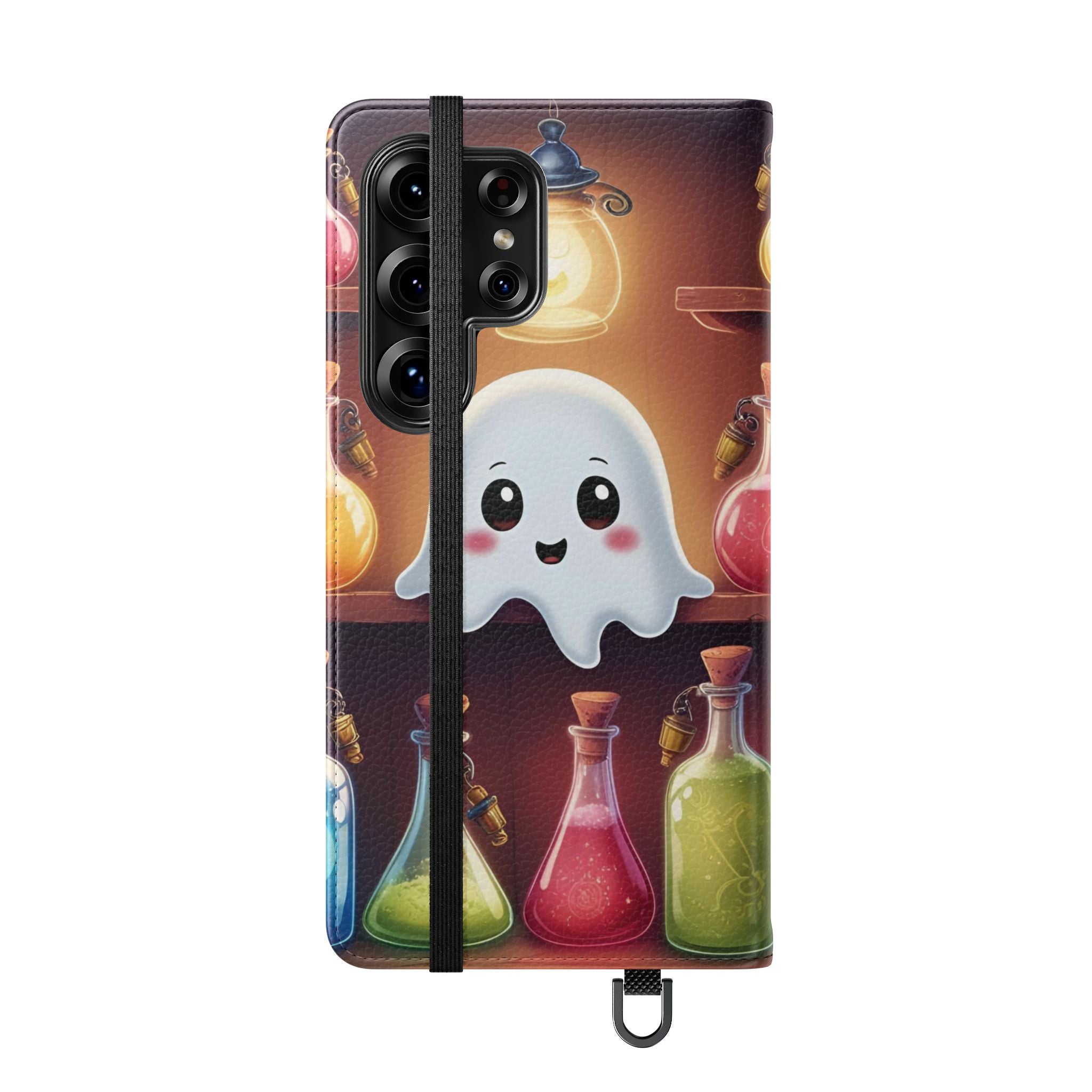Apothecary Ghost Flip Wallet Case - Spooky Halloween Phone Case - Gothic Ghost Smartphone Case -  Ghost on a Shelf Wallet Case
