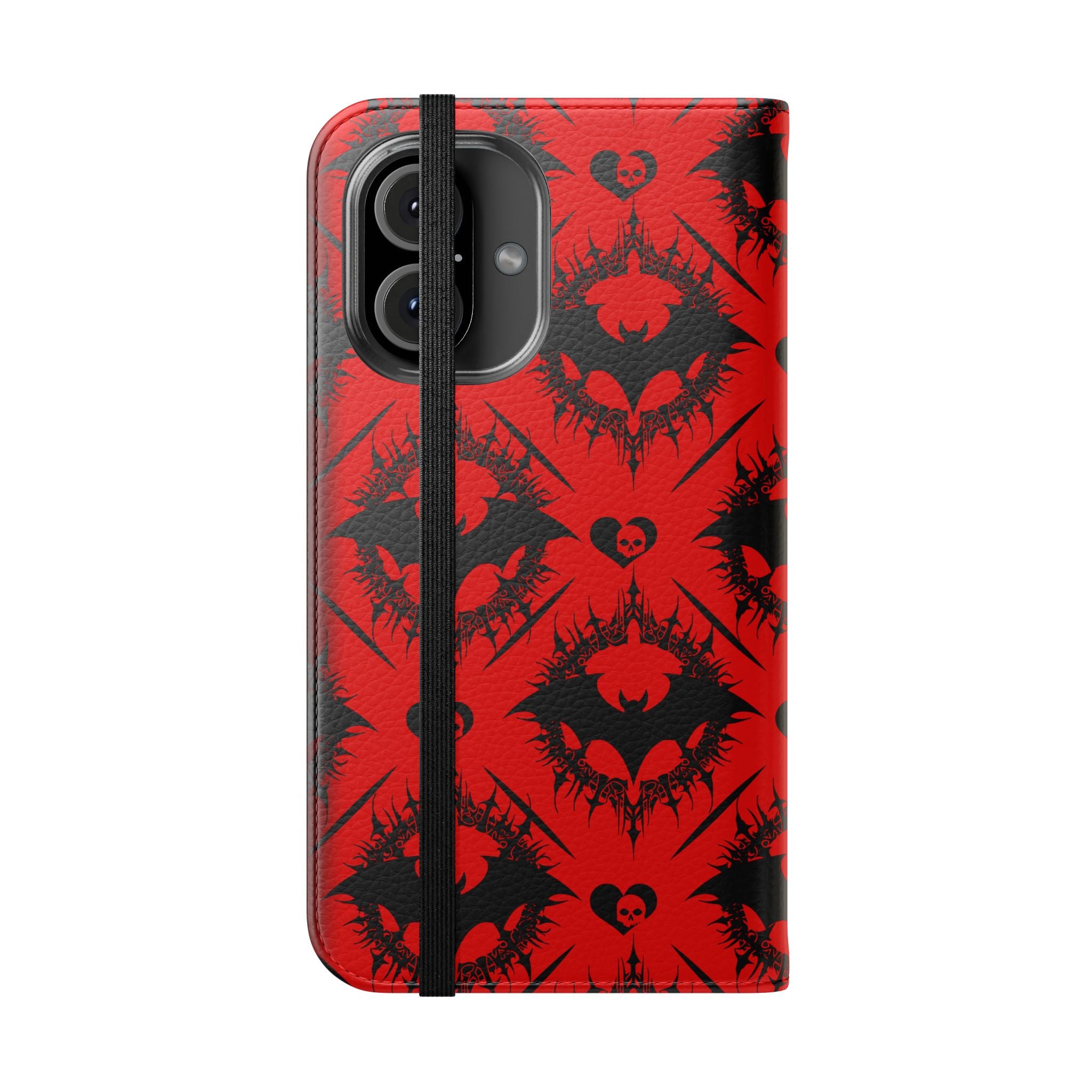 Gothic Bat Wallet Flip Case - Elegant Goth Phone Wallet - Bat Pattern Flip Case - Gothic Phone Case - Stylish Wallet Phone Case