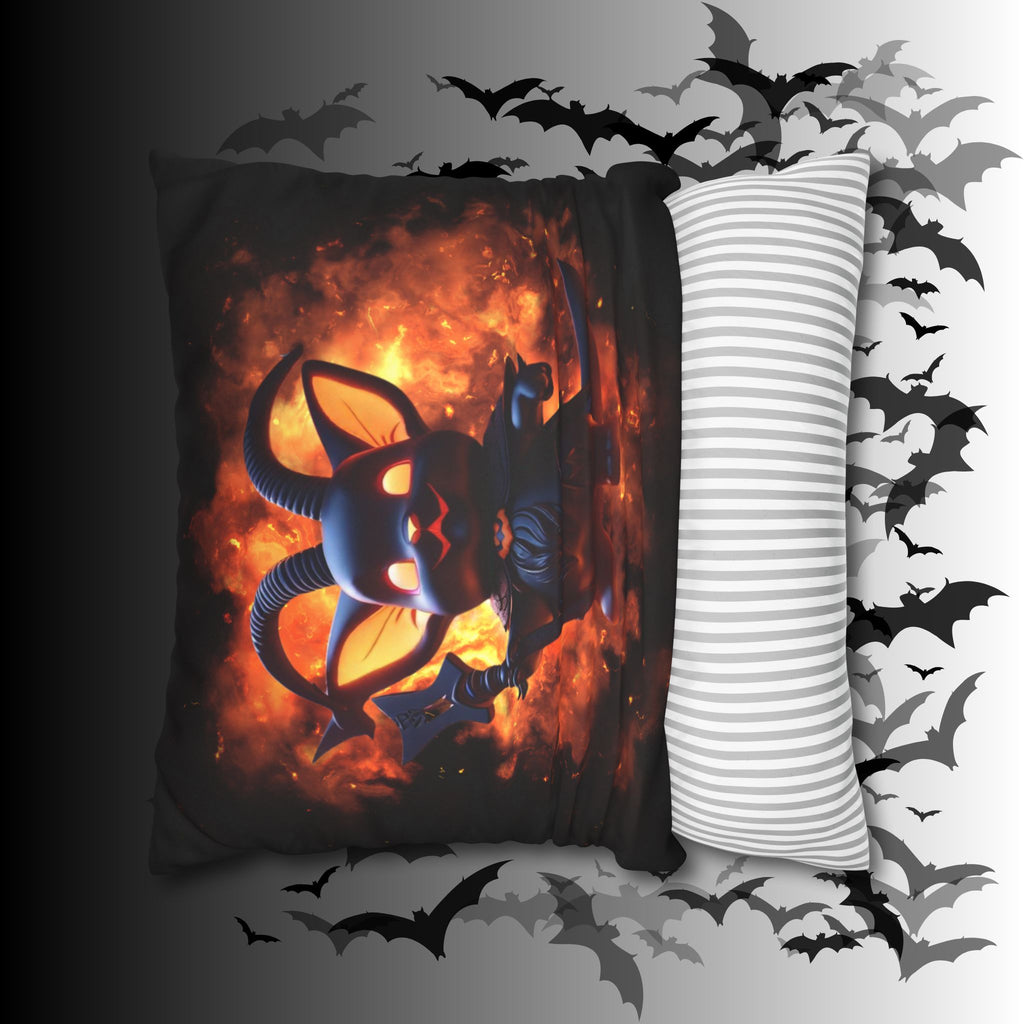 Cute Baphomet Throw Pillow — Gothic Occult Dark Home Decor