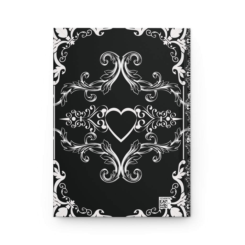 Gothic Dark Romance Journal — Victorian Scrollwork Hardcover in Black & White