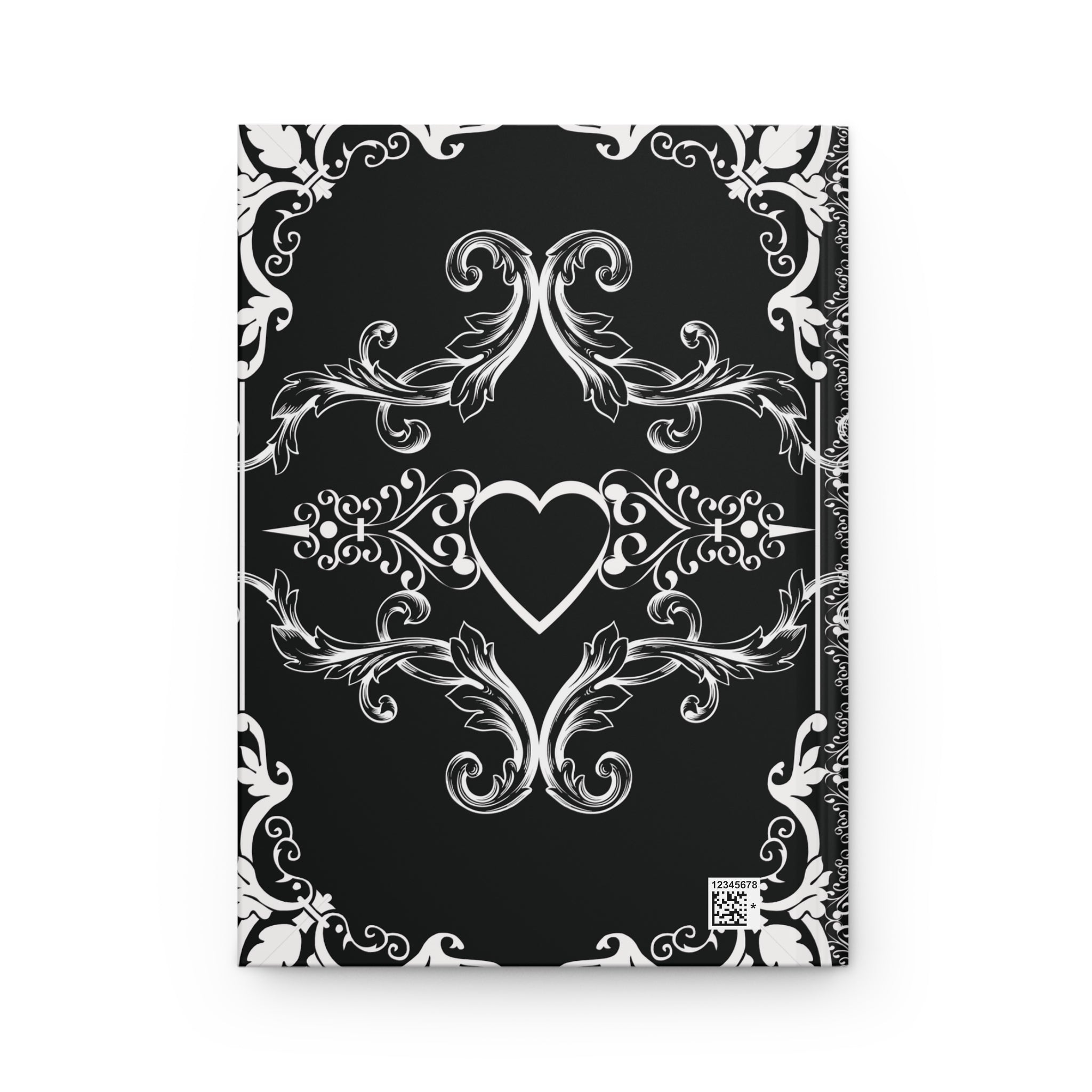 Gothic Dark Romance Journal — Victorian Scrollwork Hardcover in Black & White