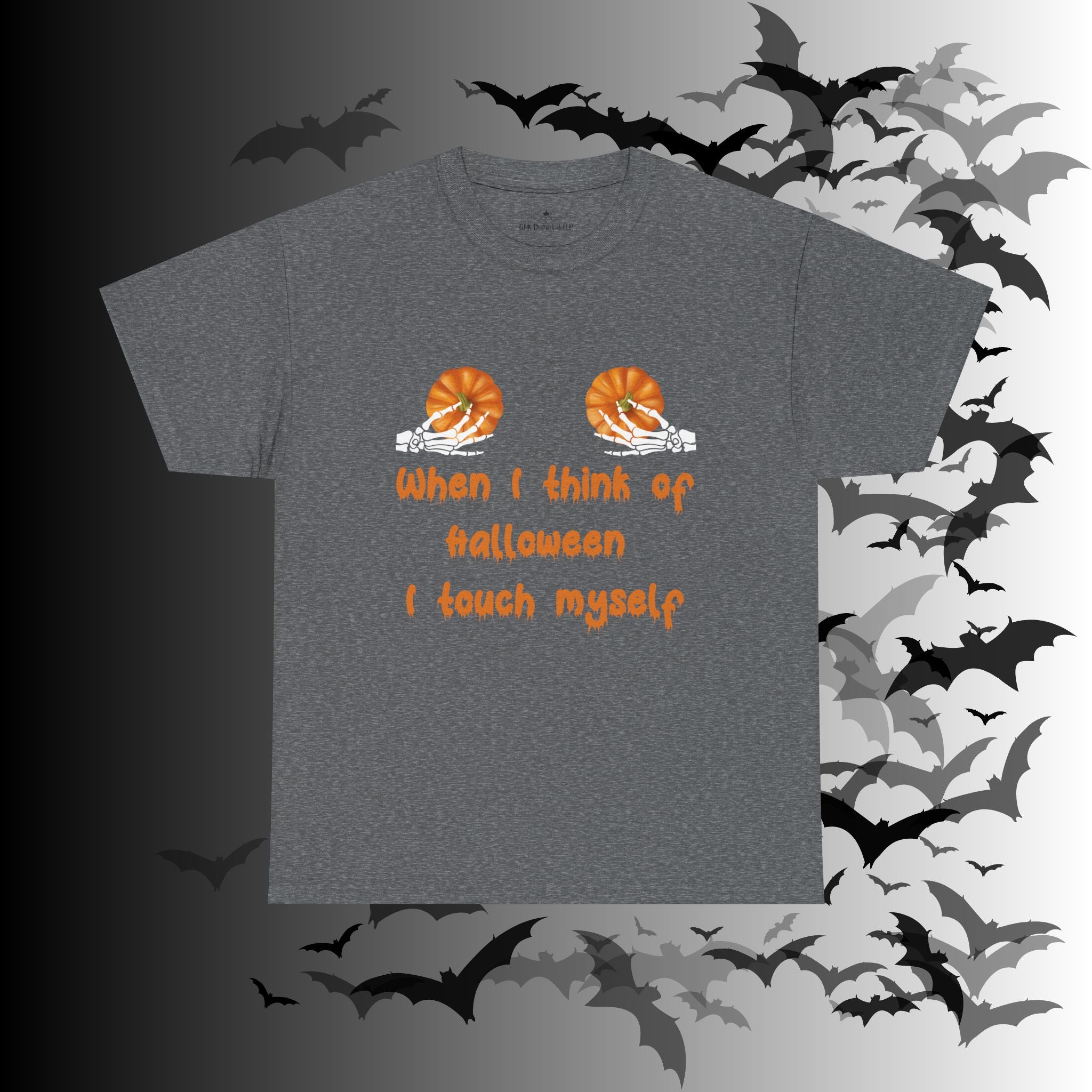 "When I Think of Halloween I Touch Myself" Pumpkin T-Shirt — Funny Halloween Tee