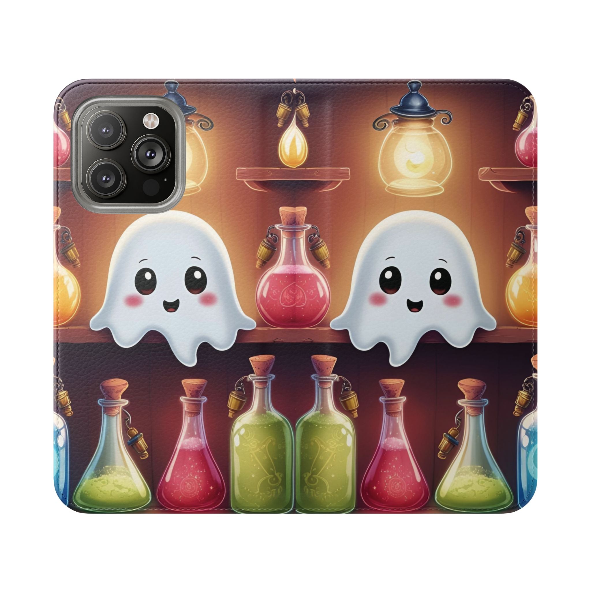 Apothecary Ghost Flip Wallet Case - Spooky Halloween Phone Case - Gothic Ghost Smartphone Case -  Ghost on a Shelf Wallet Case