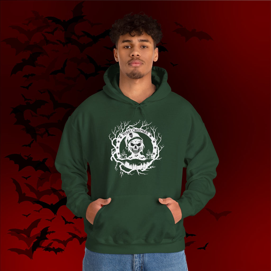 Merry Creepmas Hoodie — Gothic Christmas Skull Santa Pullover