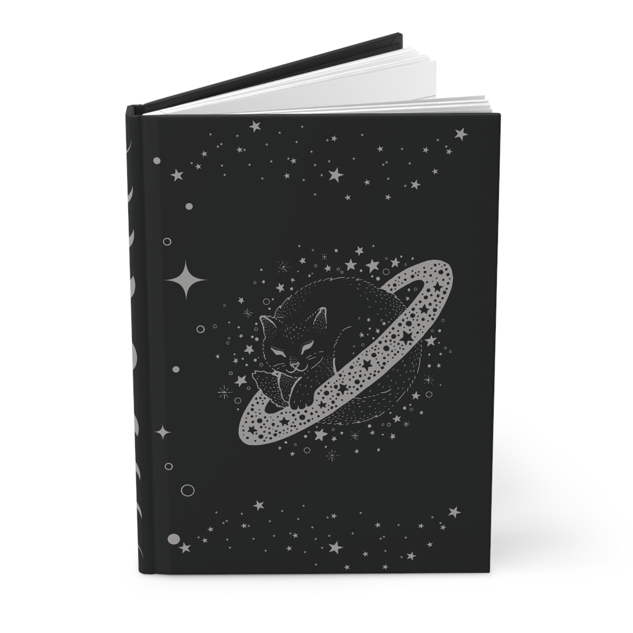 Celestial Galaxy Cat Journal — Dark Witchy Hardcover Spell Book