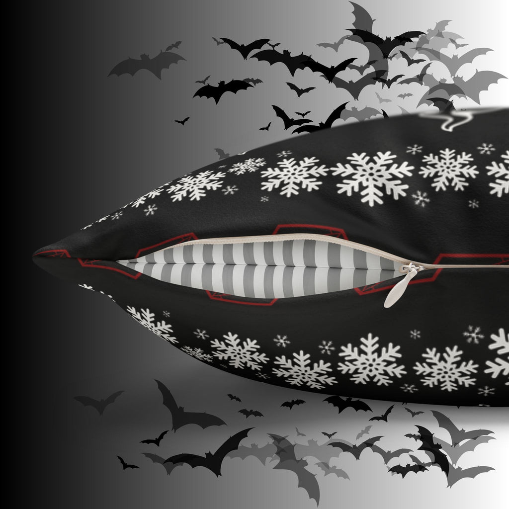 Merry Creepmas Gothic Ugly Sweater Throw Pillow — Goth Holiday Dark Home Decor