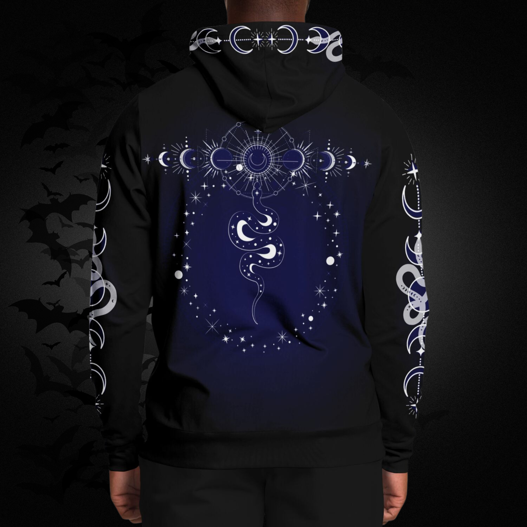 Celestial Serpent All Over Print Hoodie – Midnight Navy