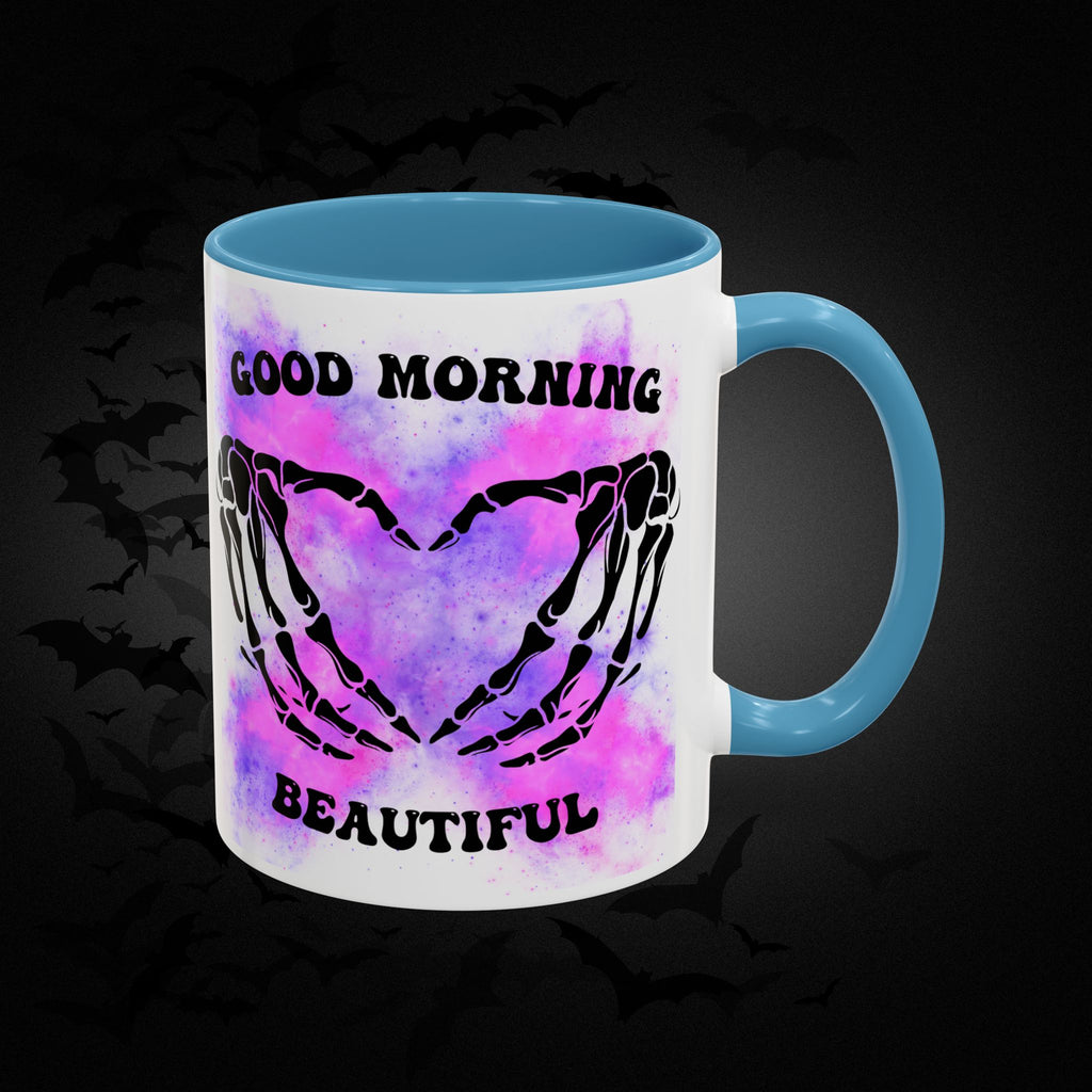 Good Morning Beautiful Fuck Off Skeleton Hands Accent Coffee Mug
