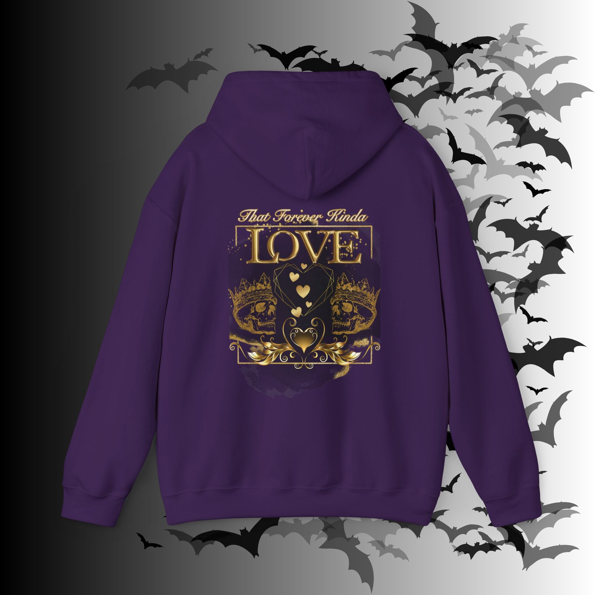 That Forever Kinda Love Hoodie — Gothic Gold Skull Couples Pullover