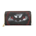 Gothic Red & Black Bat Wallet | Moonlit Vampire Bat Faux Leather Zipper Clutch