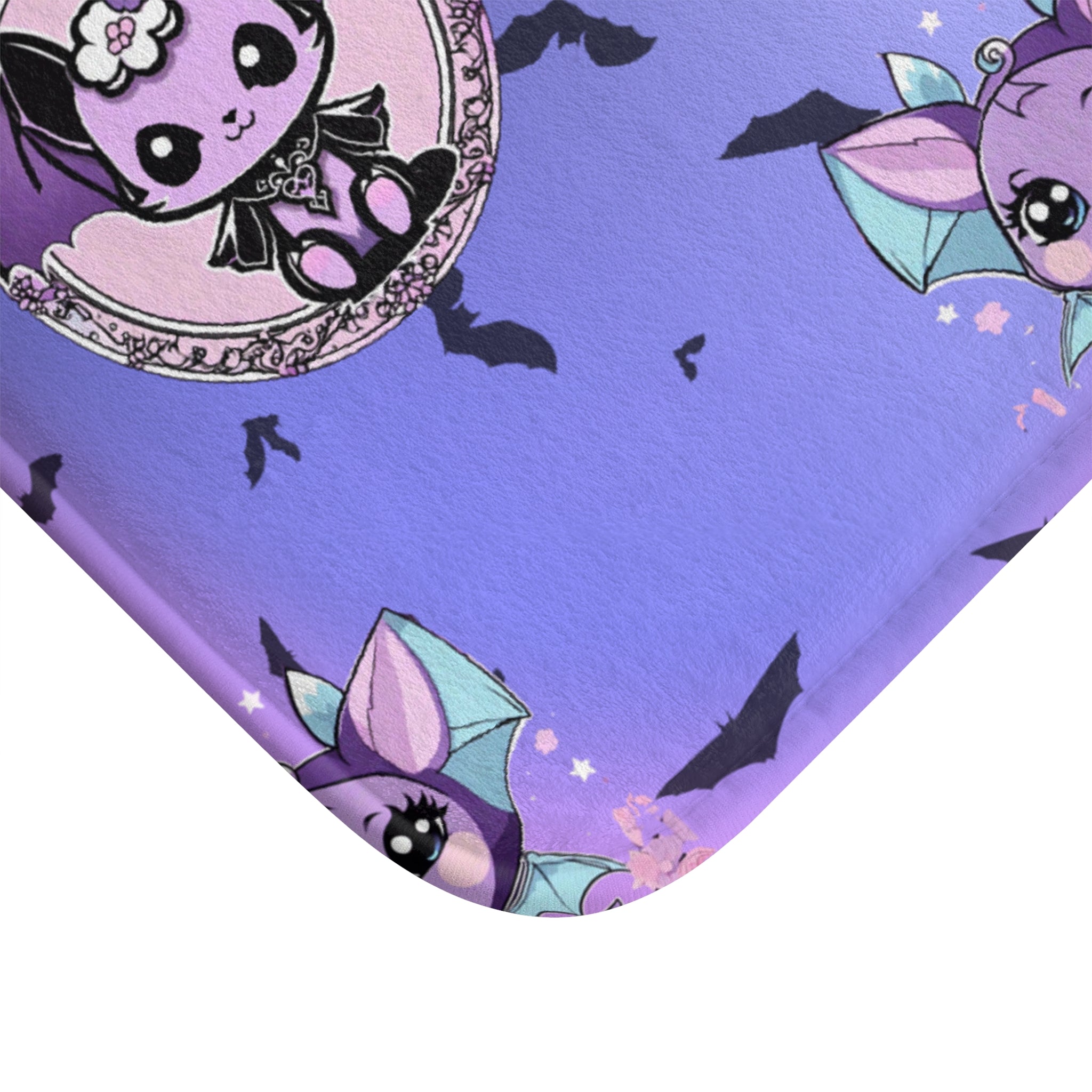 Pastel Goth Kawaii Bat Bath Mat — Purple Gothic Bathroom Decor