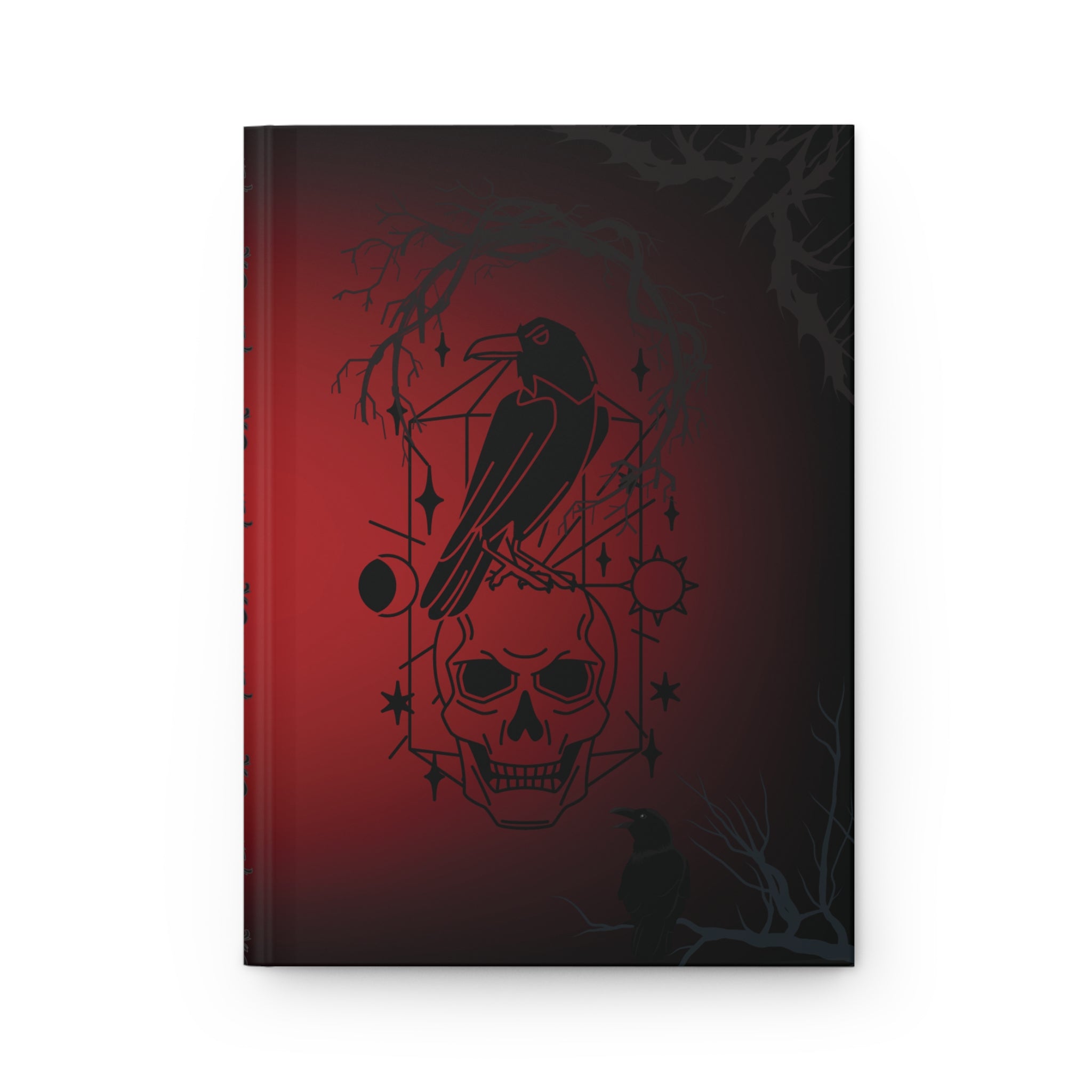 Gothic Raven & Skull Journal — Crimson Dark Academia Hardcover Spell Book