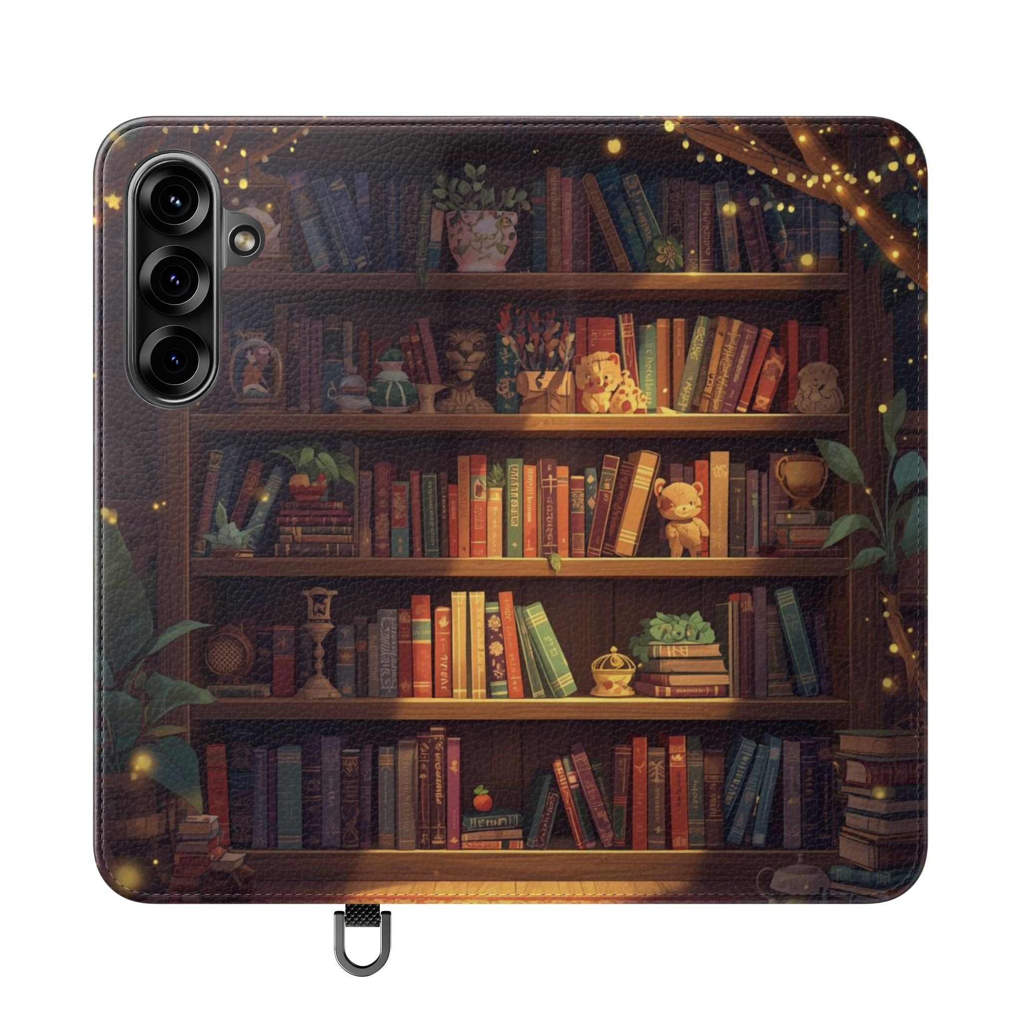 Whimsigoth Bookcase Wallet Flip Case - Romantasy Reader Phone Wallet - Book Pattern Flip Case - Bookish Phone Case