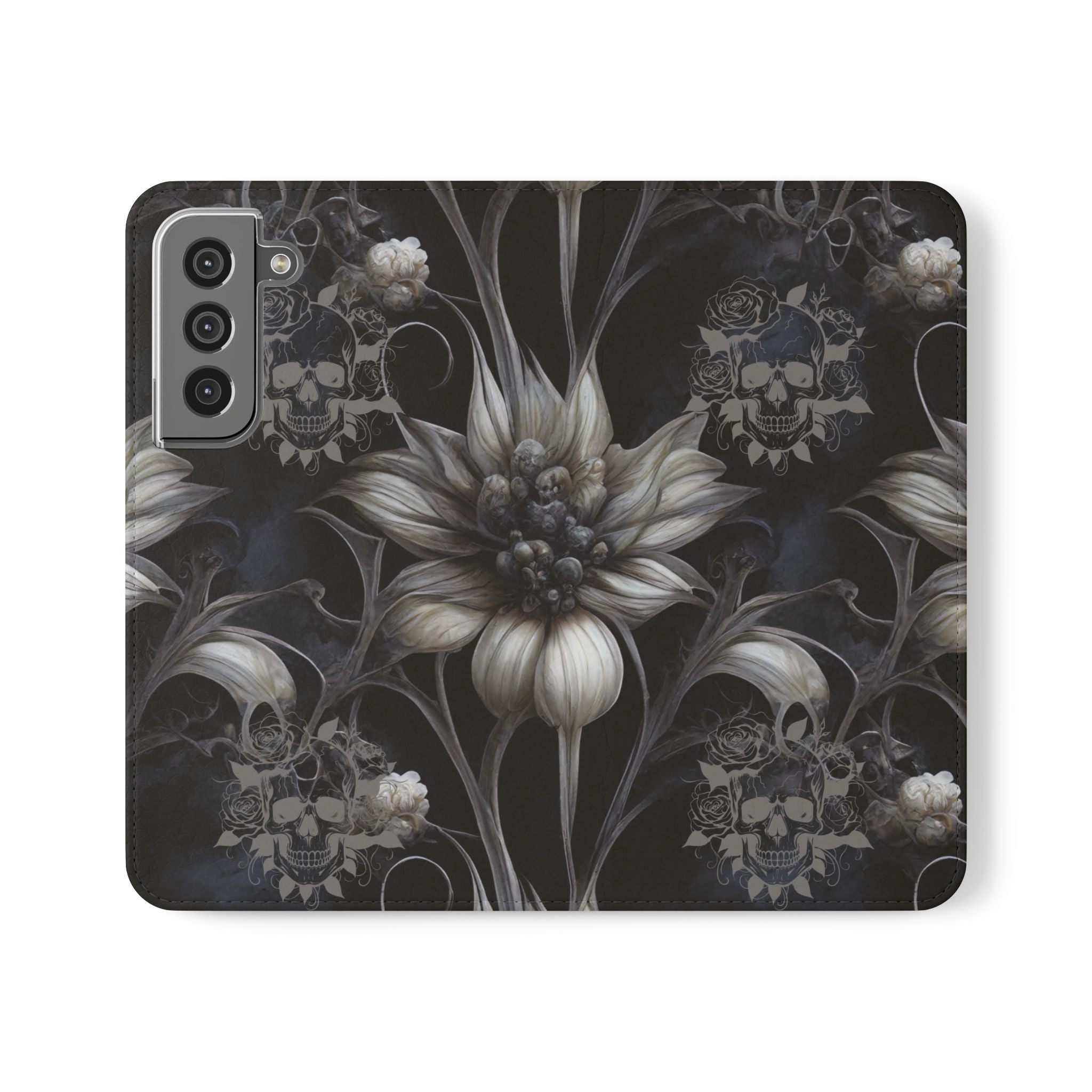 Goth Botanical Flip Wallet Case for iPhone and Samsung Galaxy Phones