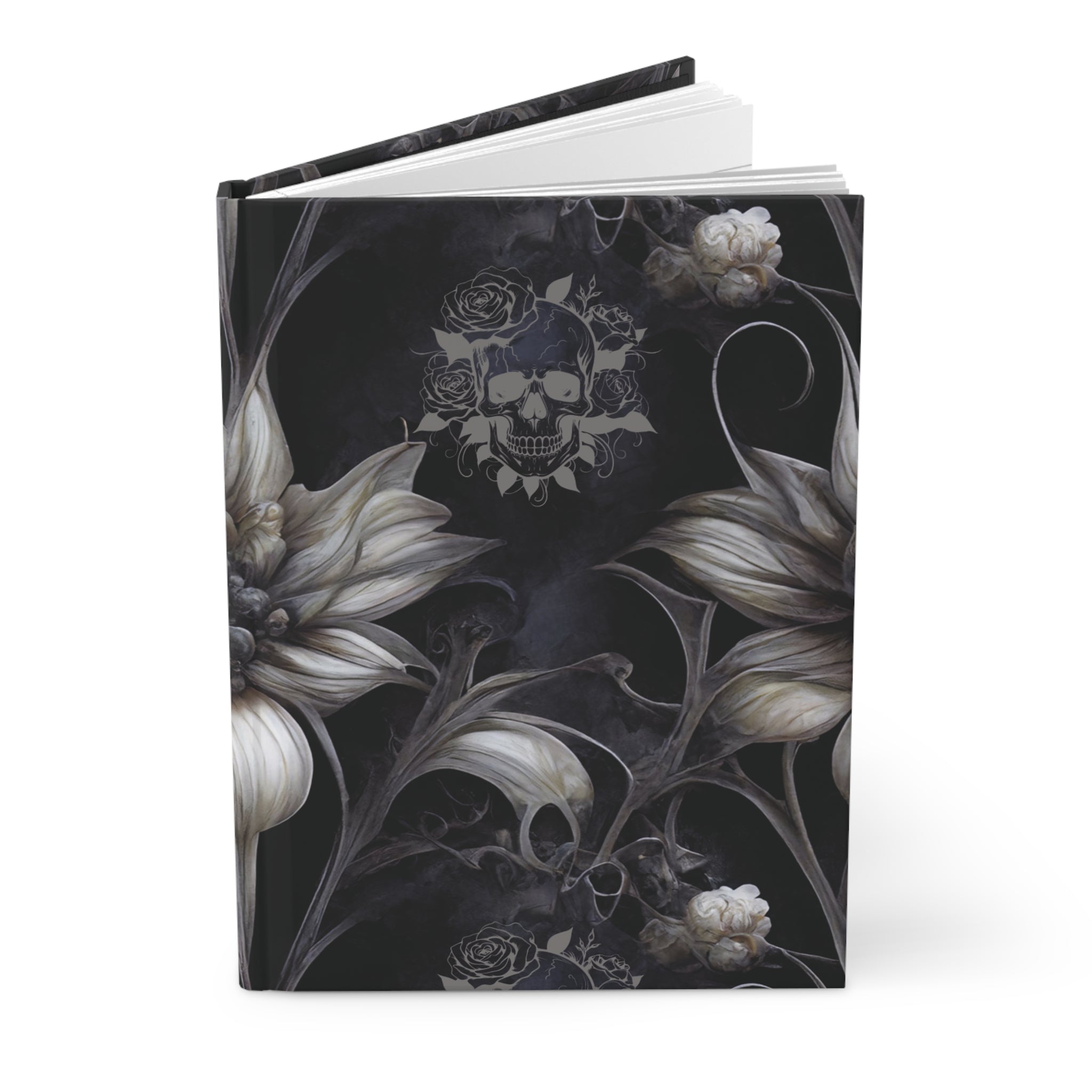 Gothic Botanical Skull Journal — Dark Floral Hardcover Spell Book