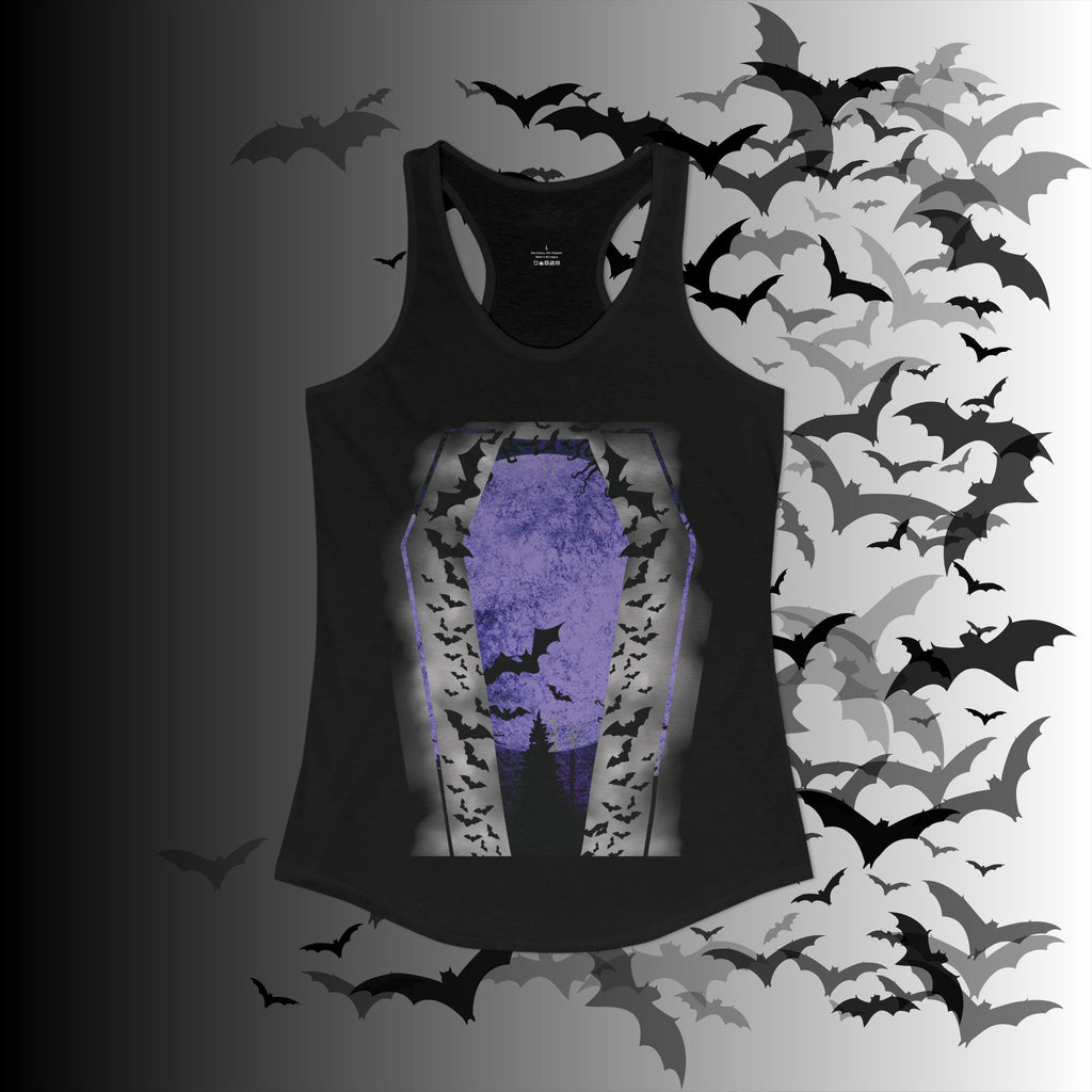 Gothic Coffin Bats Lunar Witch Tank Top — Racerback Sleeveless Top