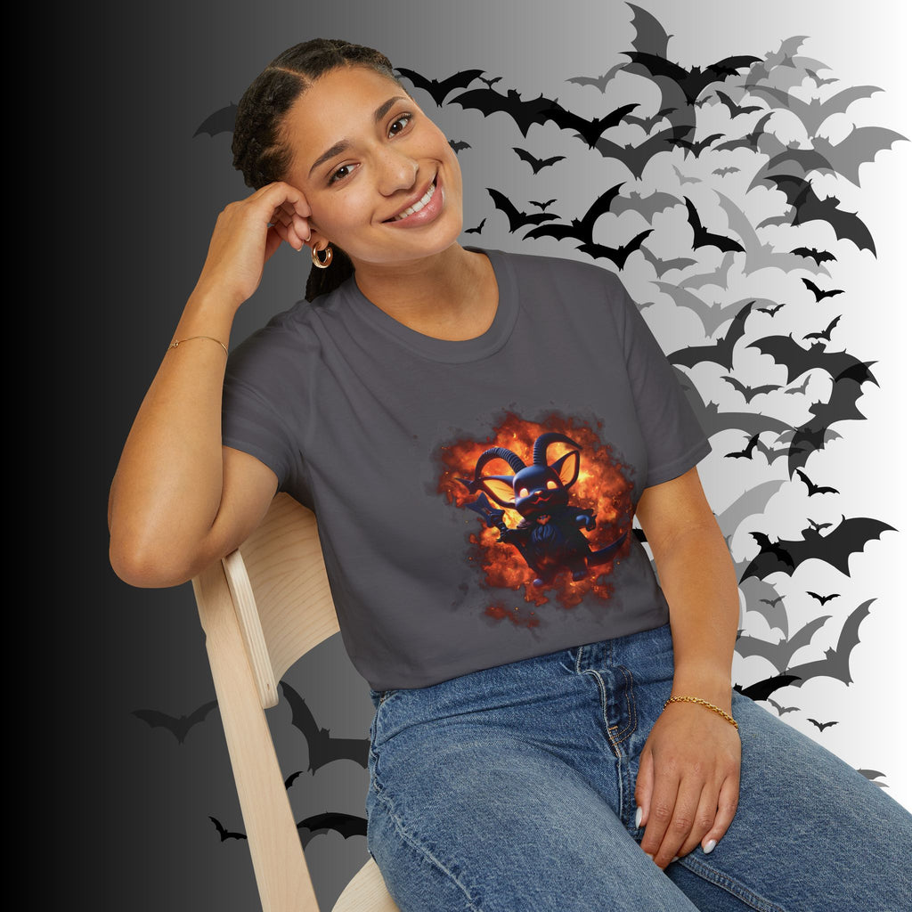 Whimsigoth Chibi Baphomet Fire T-Shirt — Gothic Occult Tee