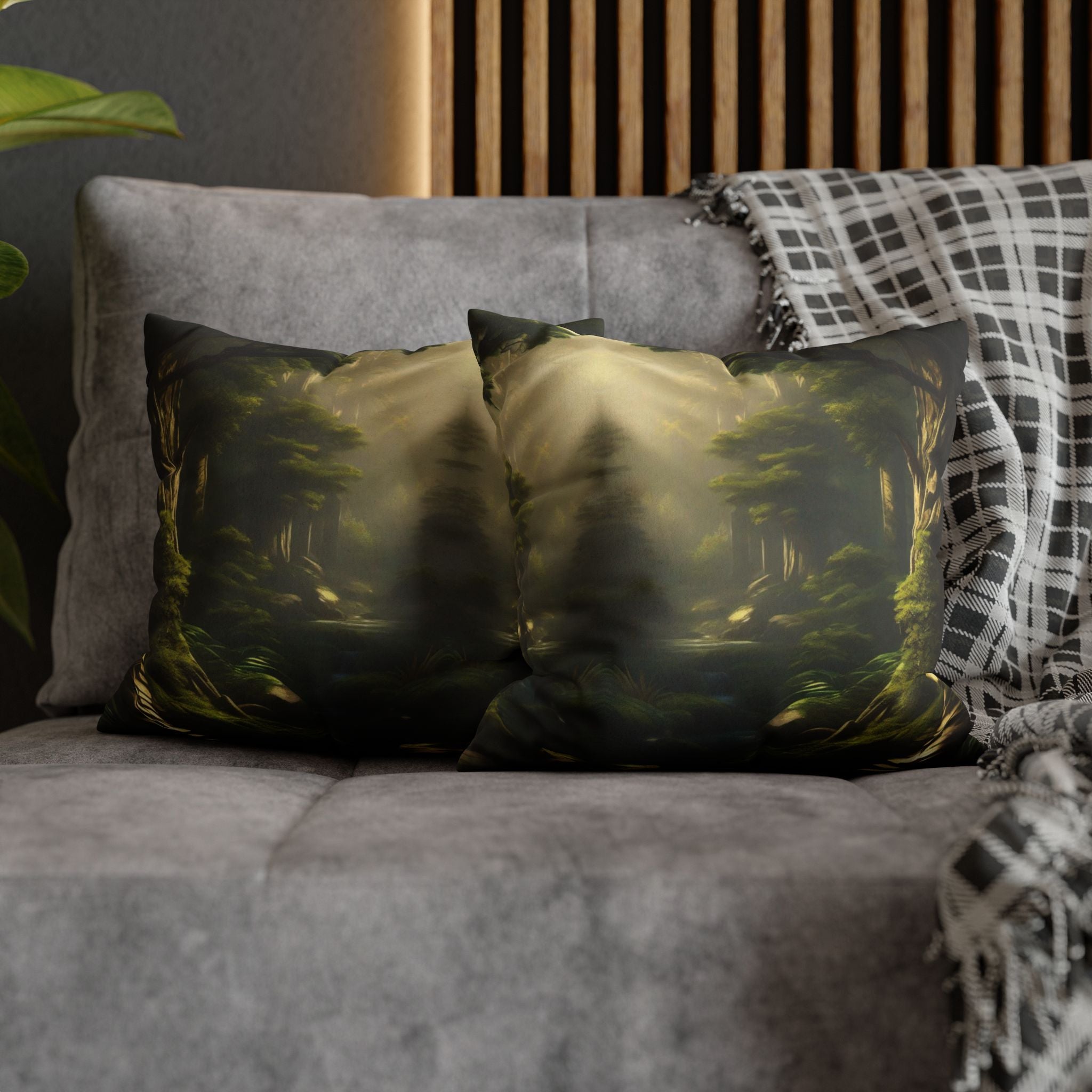 Mystical Forest Throw Pillow — Dark Cottagecore Woodland Home Decor
