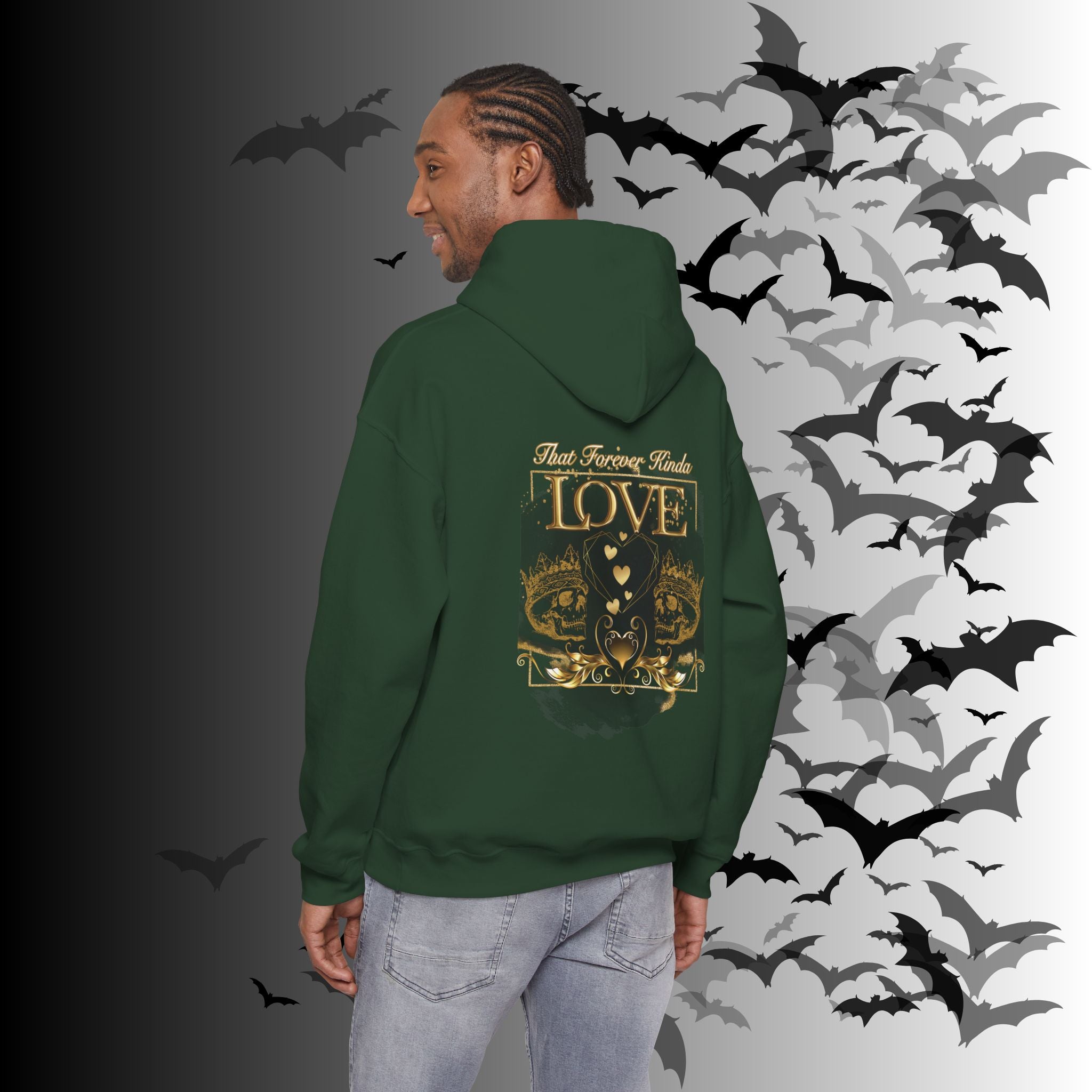 That Forever Kinda Love Hoodie — Gothic Gold Skull Couples Pullover
