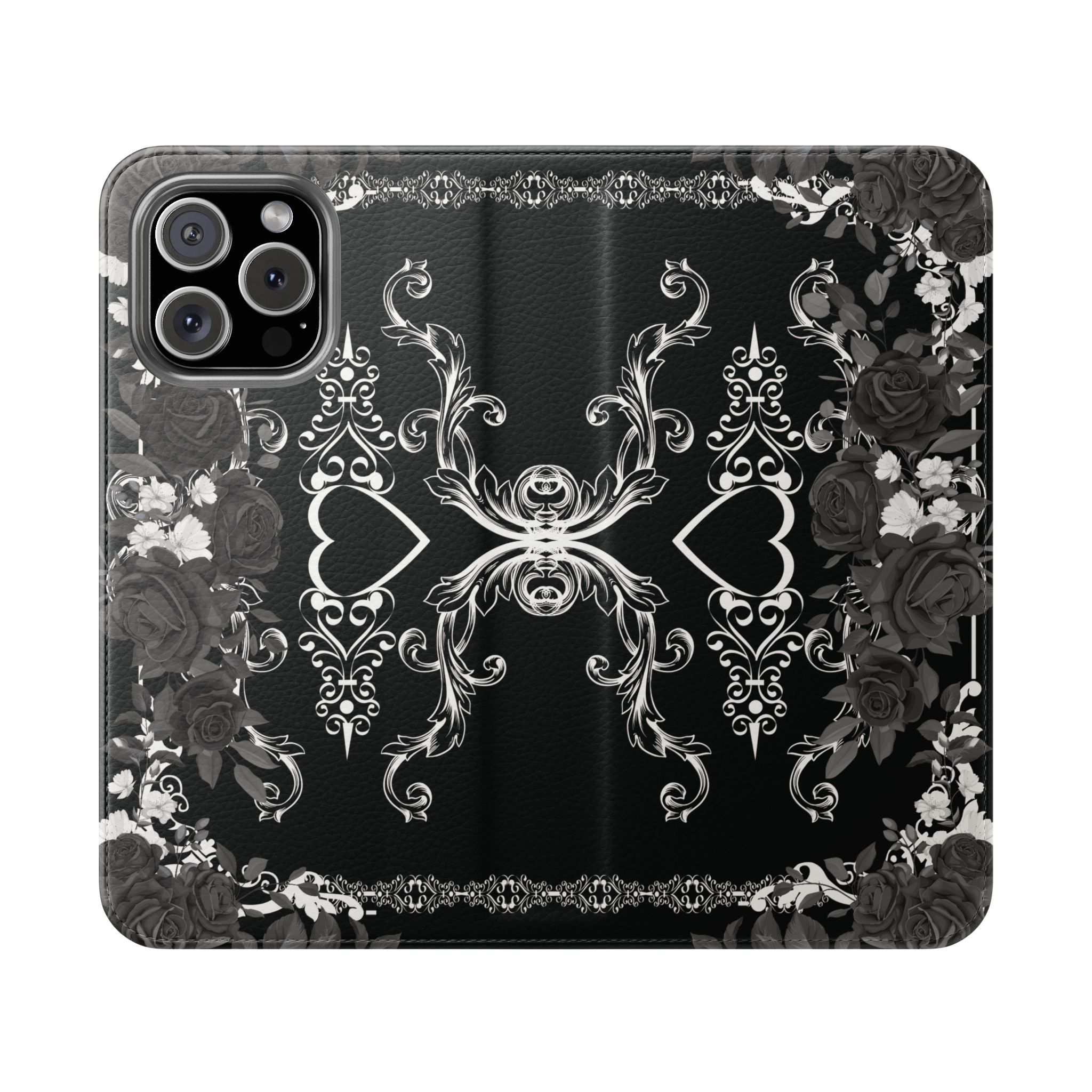 Romantic Goth Wallet Flip Case - Goth Botanical Phone Case