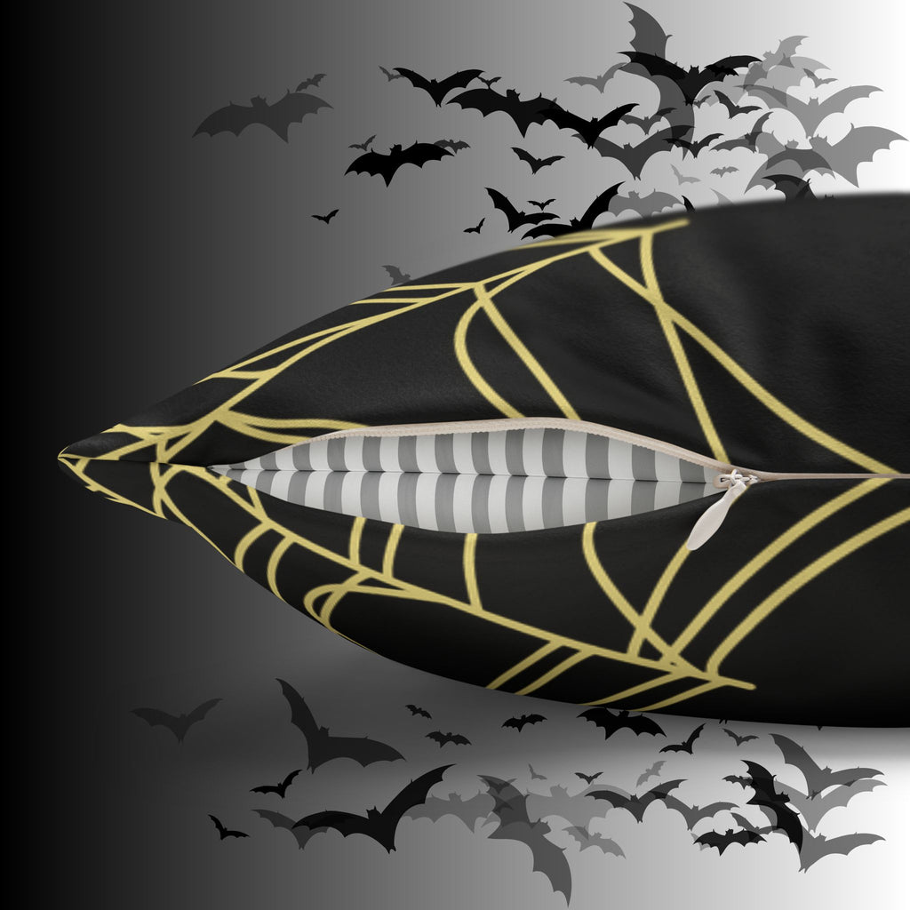 Gothic Moon Skull Throw Pillow — Celestial Dark Home Decor