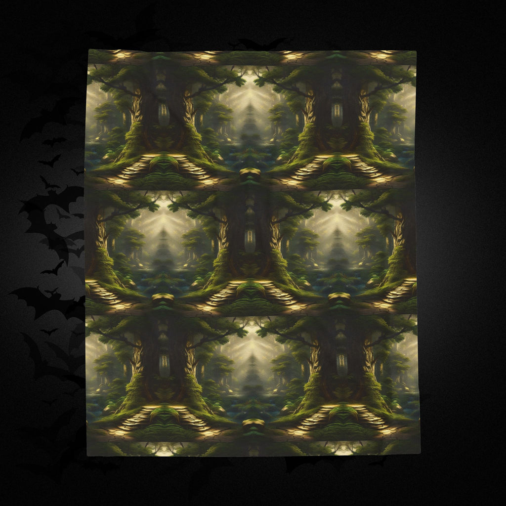 Mystical Forest Throw Blanket — Dark Cottagecore Woodland Home Decor