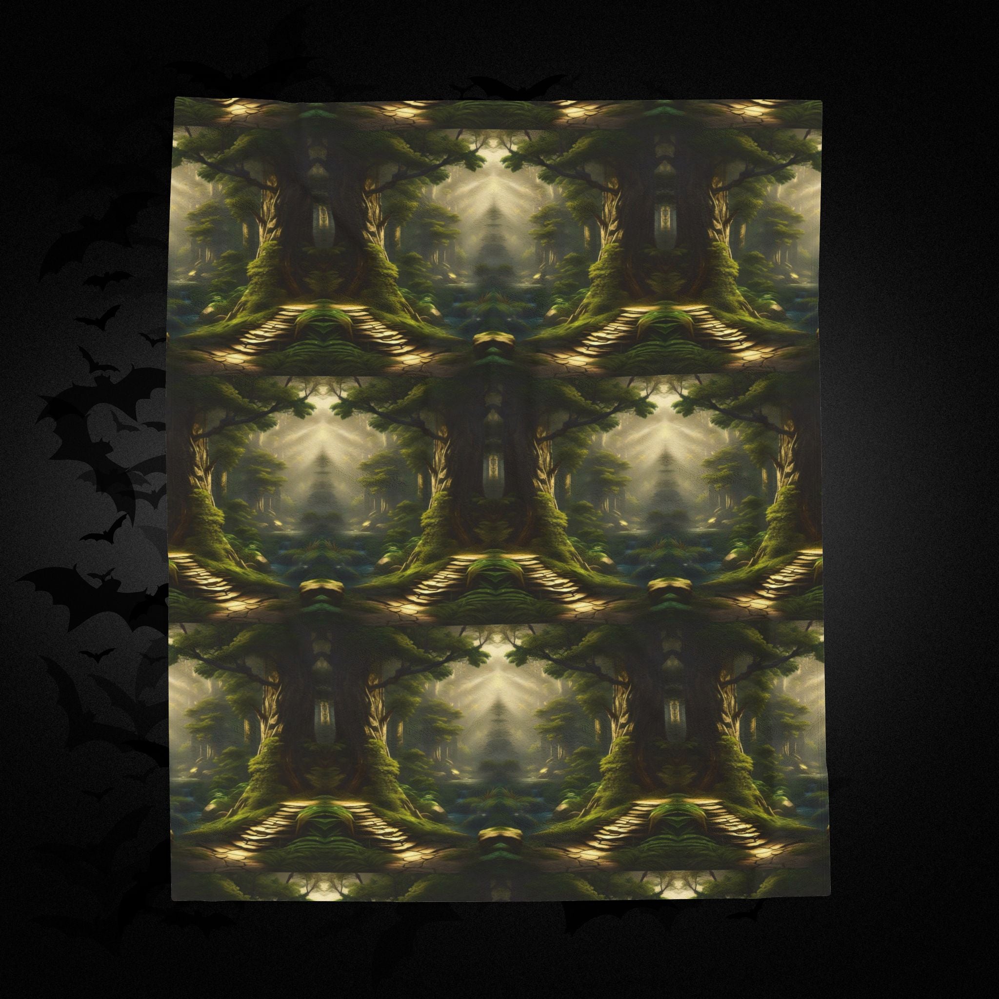 Mystical Forest Throw Blanket — Dark Cottagecore Woodland Home Decor