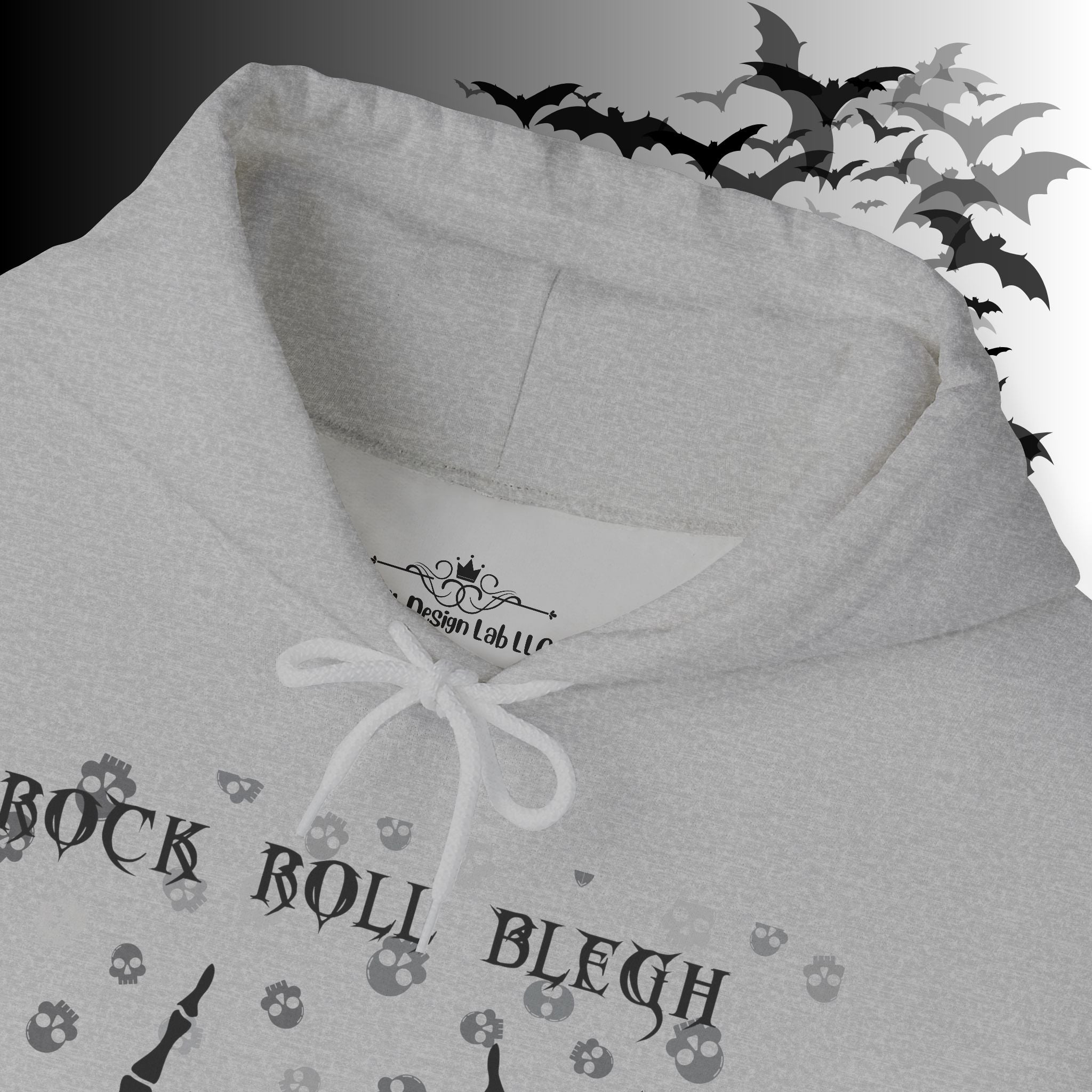 Rock Roll Blegh Hoodie — Skeleton Hands Gothic Music Pullover